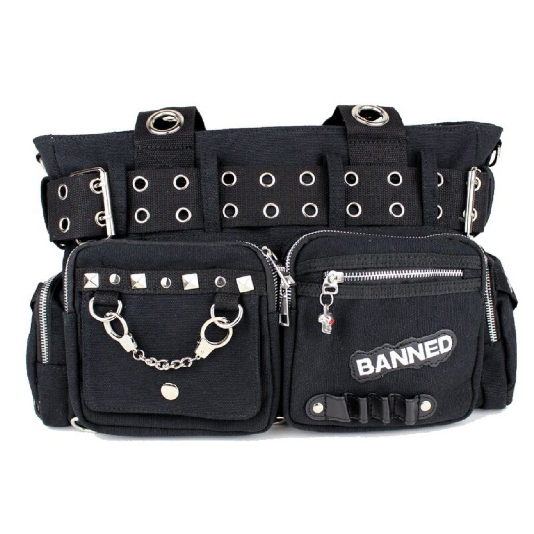 Banned Schultertasche Sweet Revenge Schwarz Gothic Nieten, Verstellbarer Sc günstig online kaufen