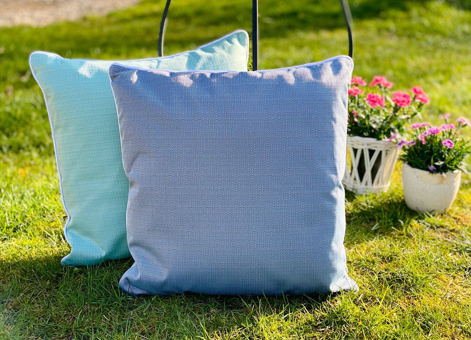 heimtexland Dekokissen Outdoorkissen Gartenmöbel Rückenkissen blau schmutz- Sitzkissen, und wasserabweisend