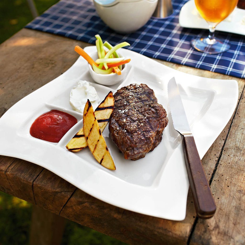 Villeroy & Boch Servierplatte NewWave Grillteller, Porzellan, (1-tlg), Premium Porcelain, mikrow.- & spülm.sicher, Made in Germany