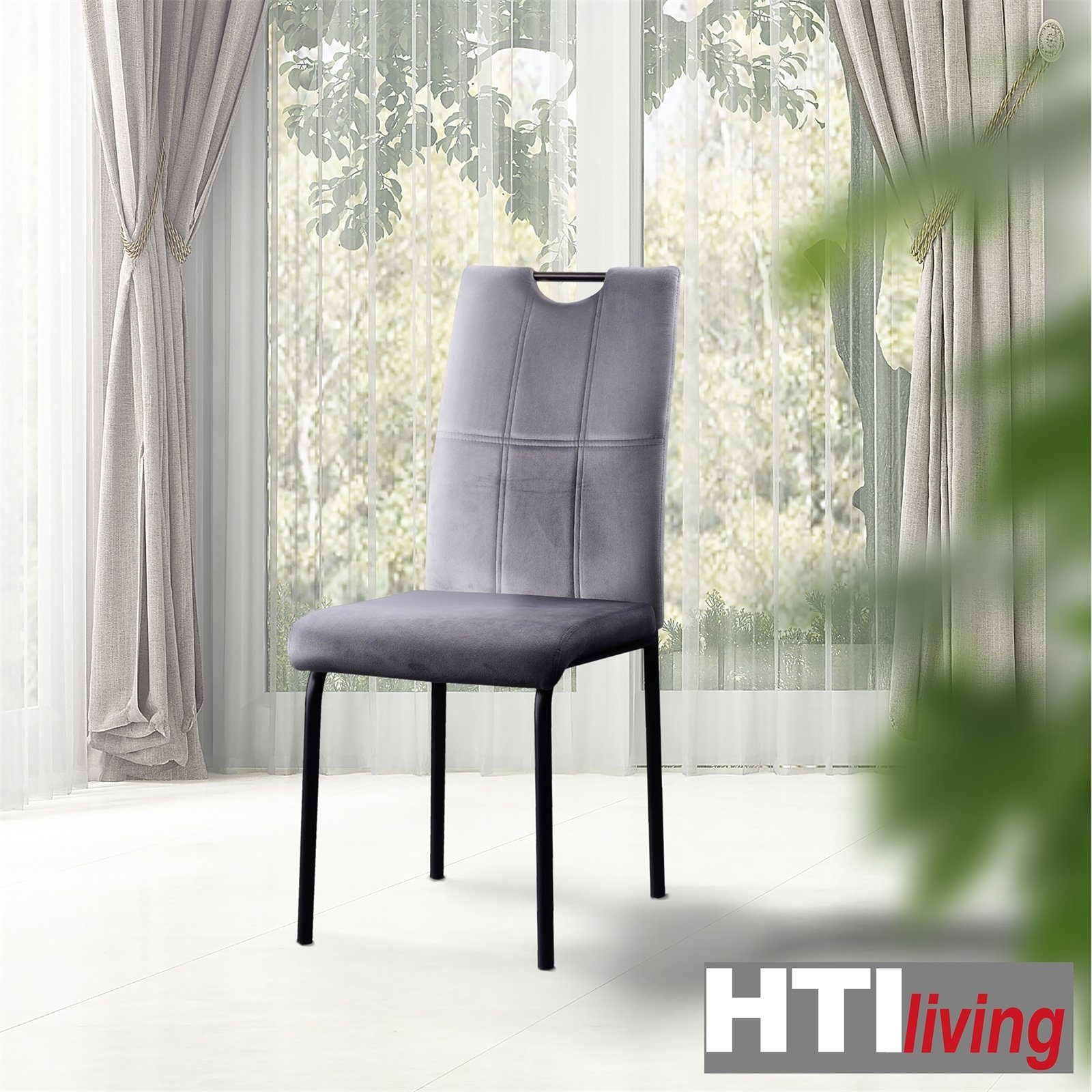 2 HTI-Living Grau (Set, Velvet Stuhl Denton Samt Esszimmerstuhl St), Esszimmerstuhl