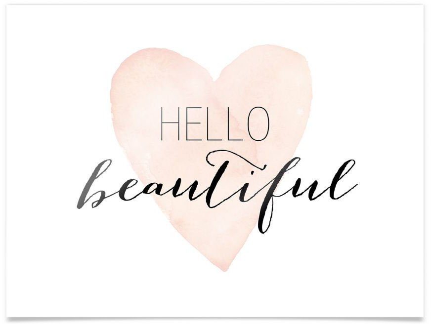 Wall-Art Poster Hello Beautiful, Schriftzug (1 St), Poster, Wandbild, Bild,  Wandposter