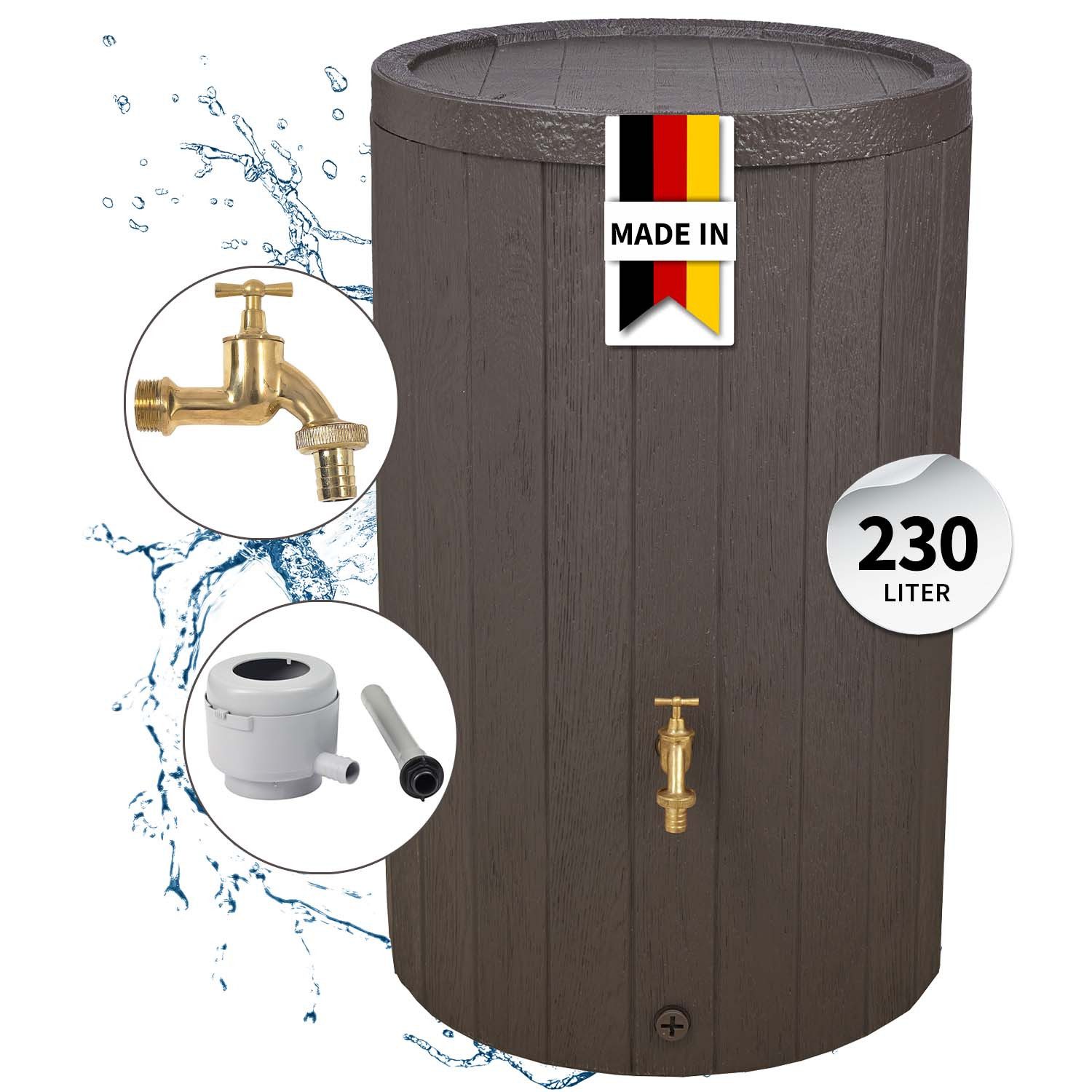 GARANTIA Regentonne TIMBER Regentonnen Komplett-Set 230 L braun, 230 l