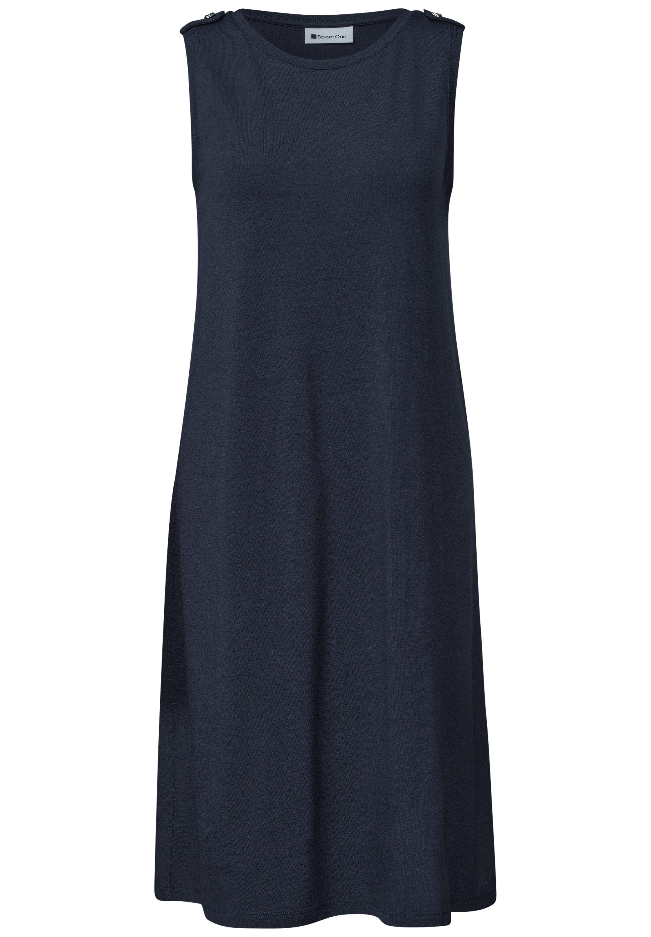 STREET ONE Jerseykleid Ärmelloses Sommerkleid mit Rundhals und Knopfdetail