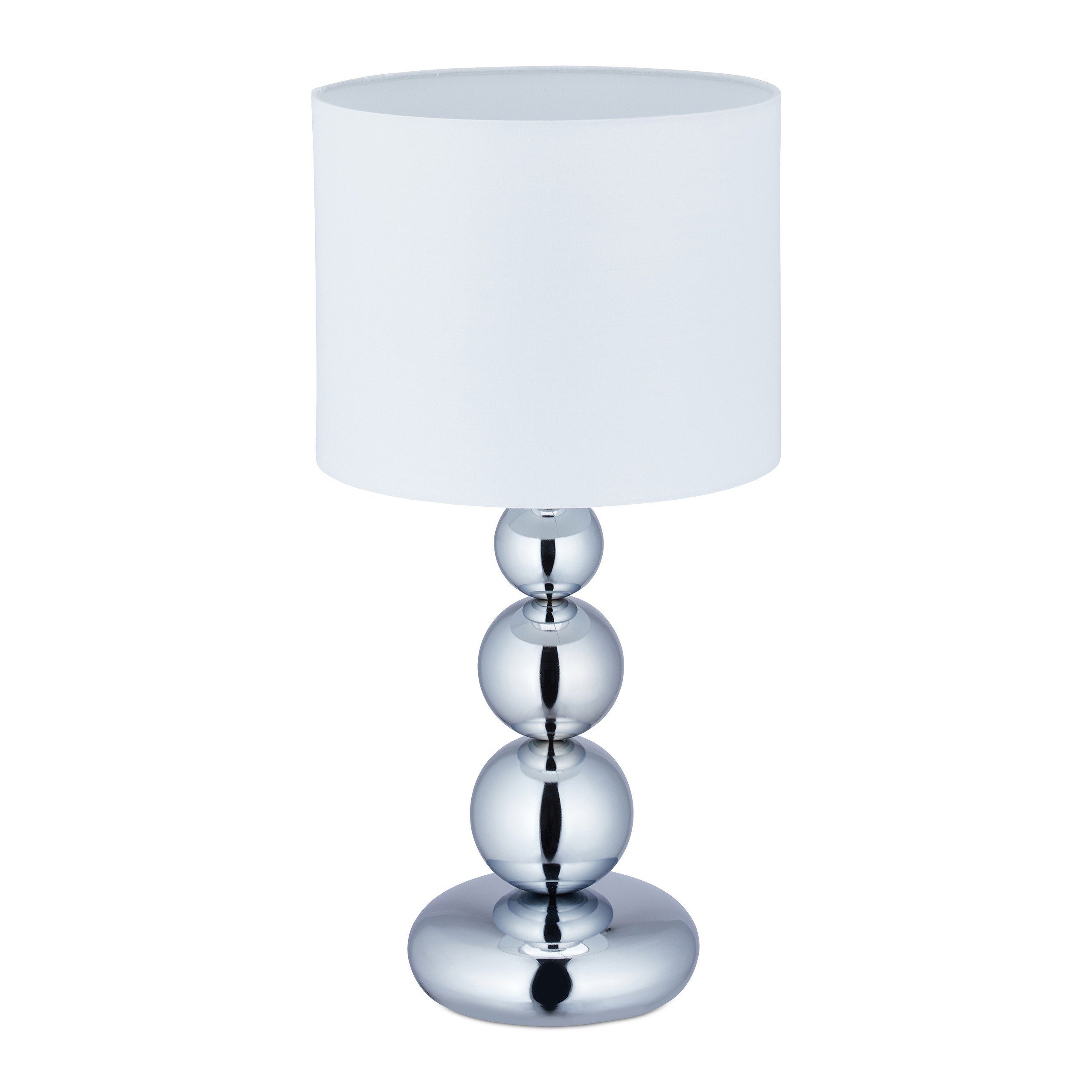 relaxdays Tischleuchte Tischlampe Kugeln in Silber, Indirekte, stimmungsvolle Beleuchtung, E27-Fassung (max. 40 W), Leuchtmittel nicht inklusive
