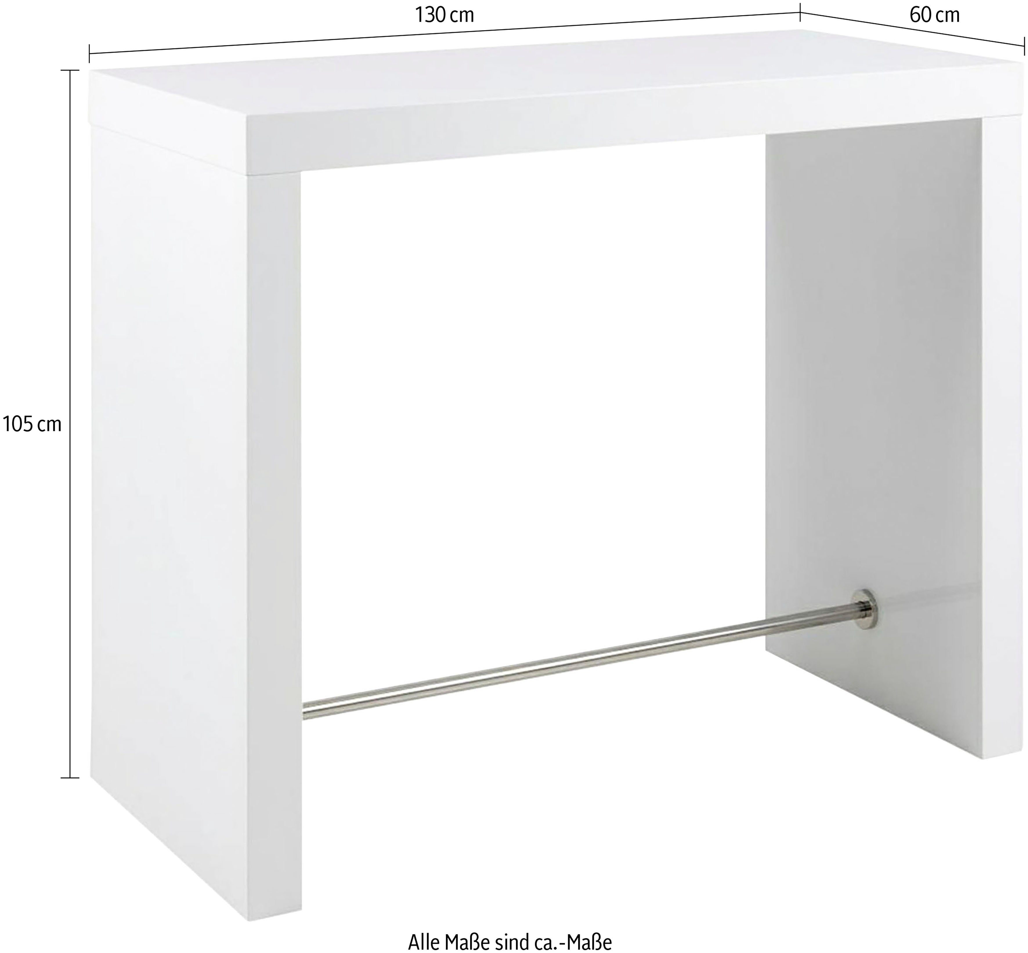 SalesFever Bartisch, Mit Querstrebe in Chromoptik rostfreiem Stahl aus