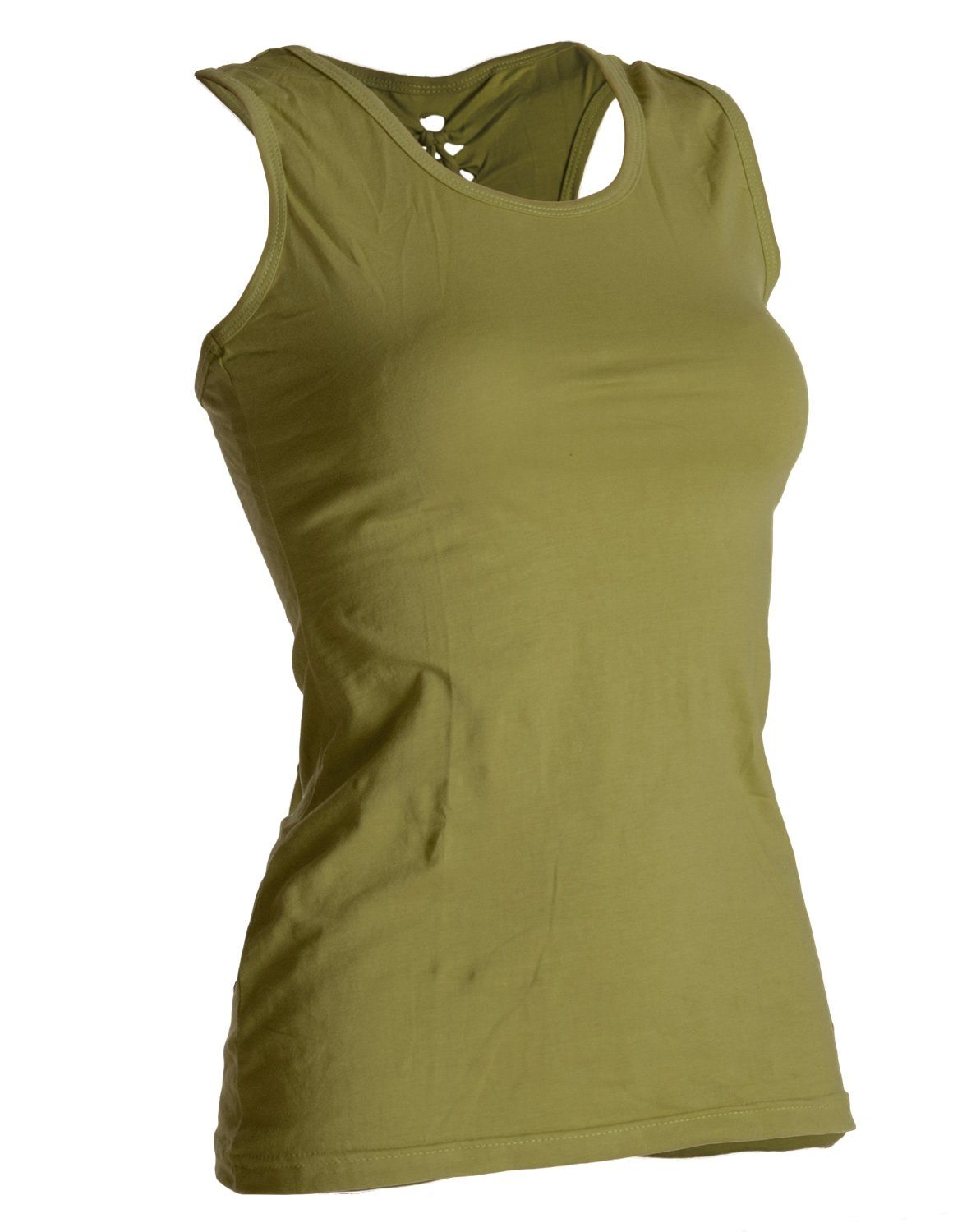 Vishes Shirt Rücken Sommer olivgrün auf Cutwork Goa-Shirt, mit Tunikakleid Dehnbares Hippie, Sommer-Top dem