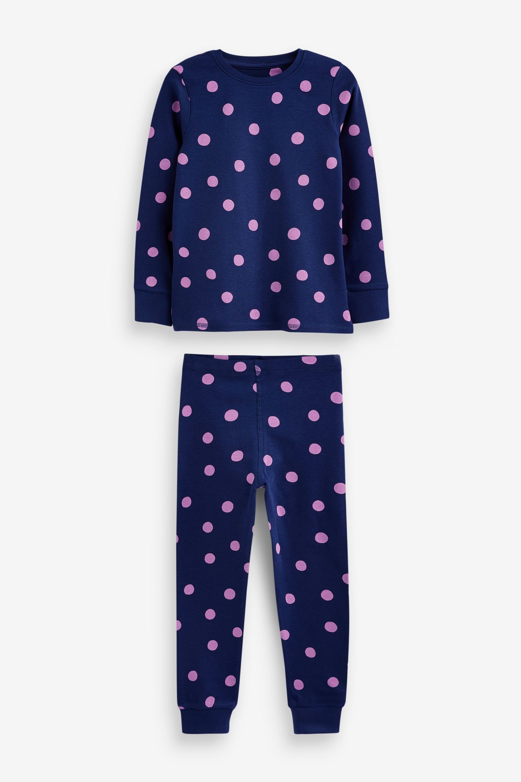 Next Pyjama 3er-Pack Schlafanzüge mit tlg) Herz-, Pink/Purple Punkte Sternen (6 