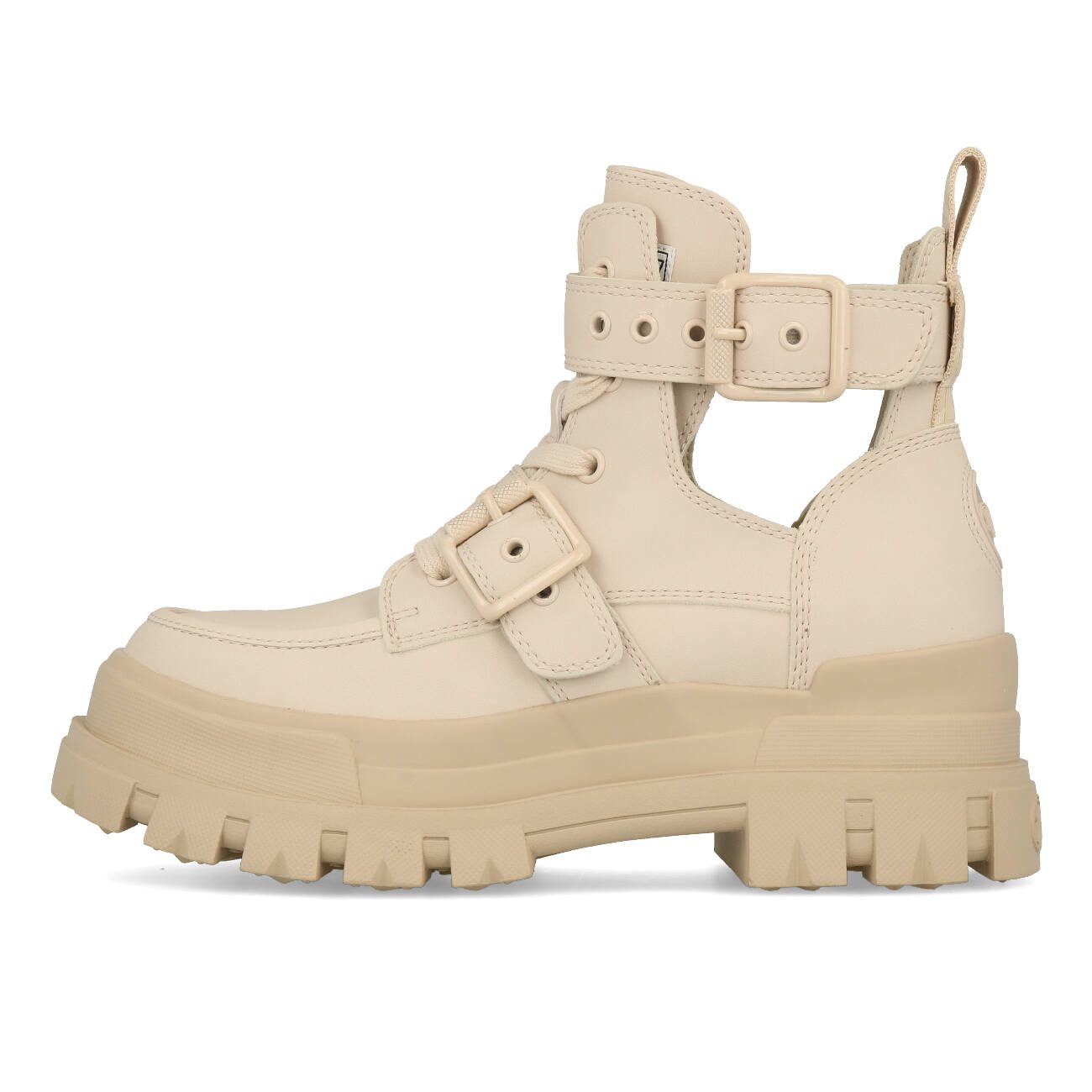 Buffalo Buffalo Aspha Bike Bootie Flat Damen Vegan Box Nappa Beige Sneaker