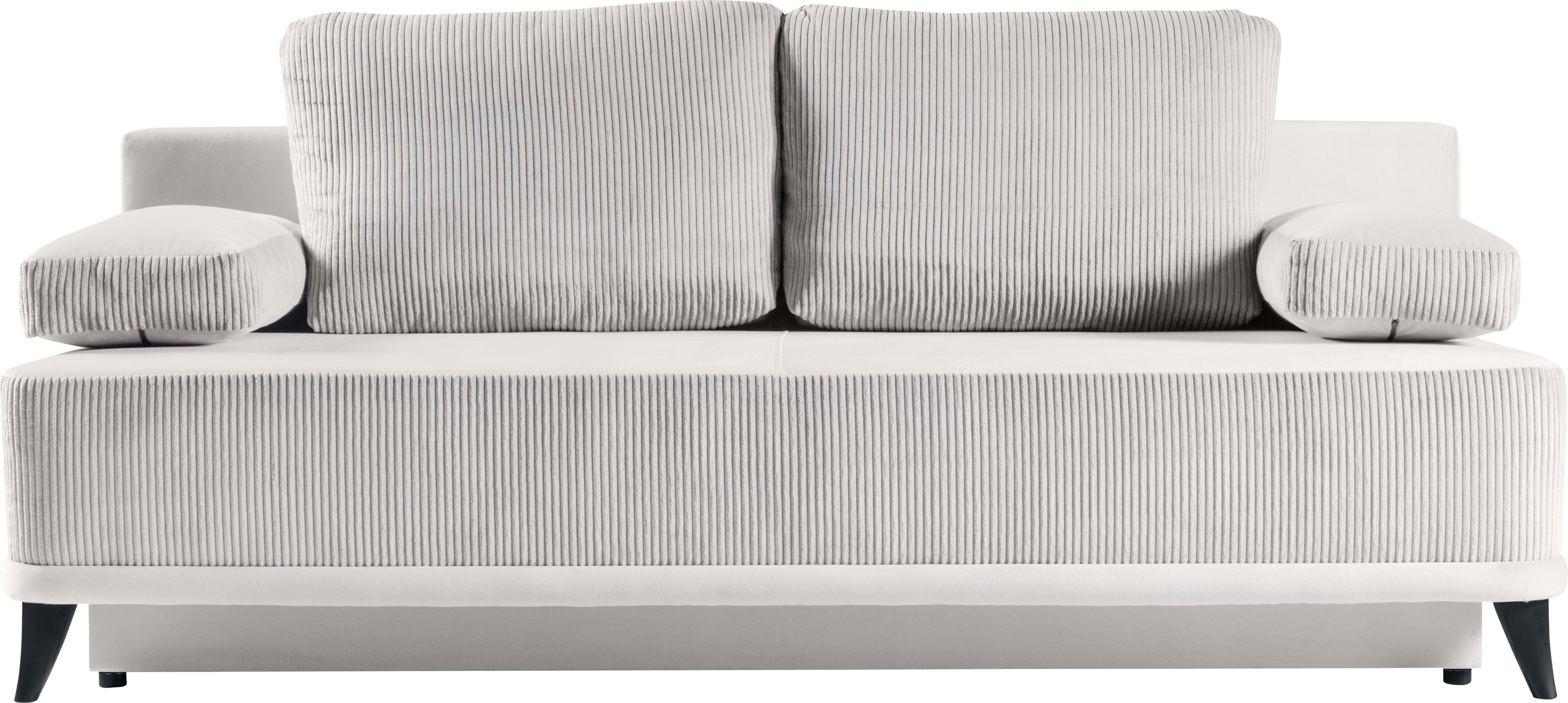WERK2 Schlafsofa Rosso, 2-Sitzer Sofa Sand Sand Schlafcouch | Federkern mit Bettkasten und | Sand &