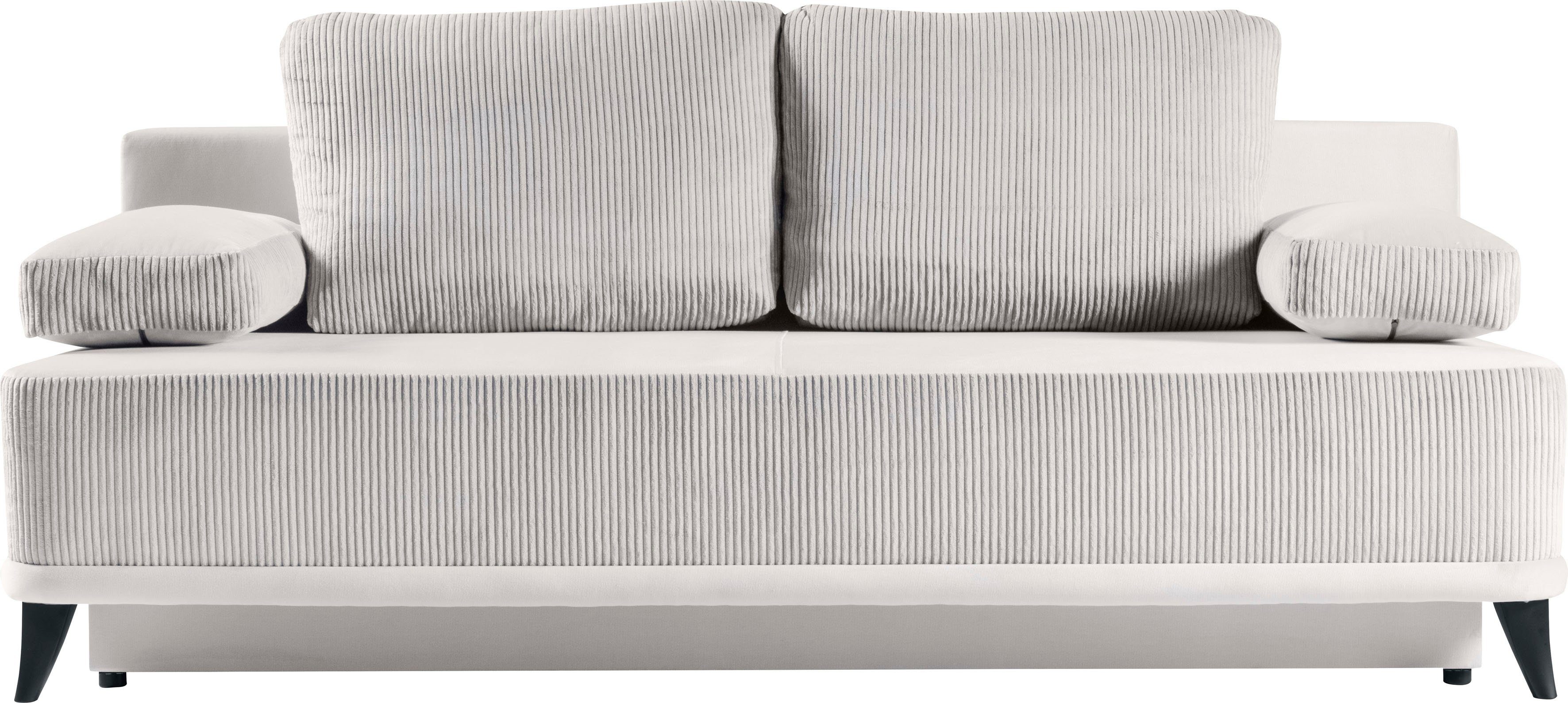 WERK2 Schlafsofa Rosso, Sand mit | Sand Federkern & Sand Bettkasten | und Sofa Schlafcouch 2-Sitzer