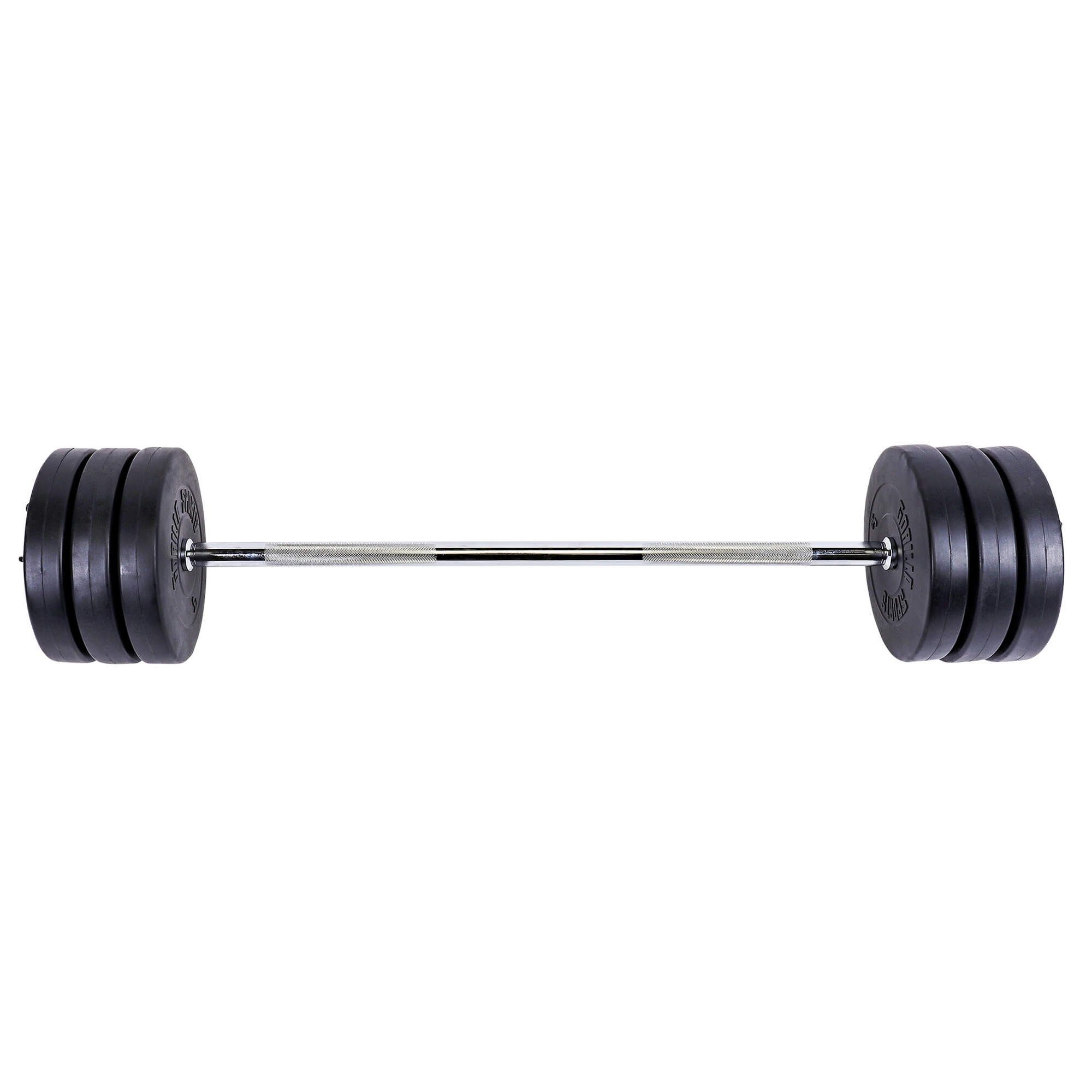 GORILLA SPORTS Hantel-Set inkl. Hantelscheiben 30kg, 30mm Langhantelstange 120cm, Kunststoff