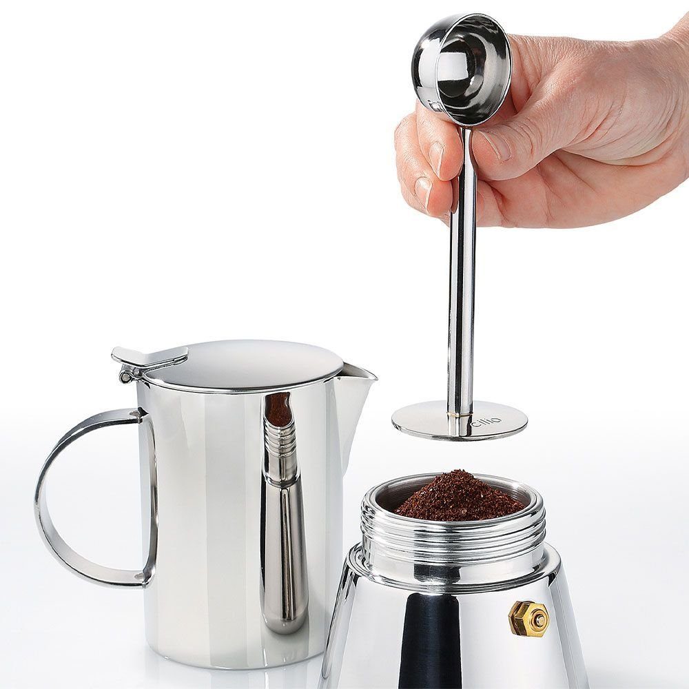 Cilio Tamper Cilio Espressodrücker poliert Kaffeemaß, rostfreiem mit Edelstahl, glänzend hergestellt aus