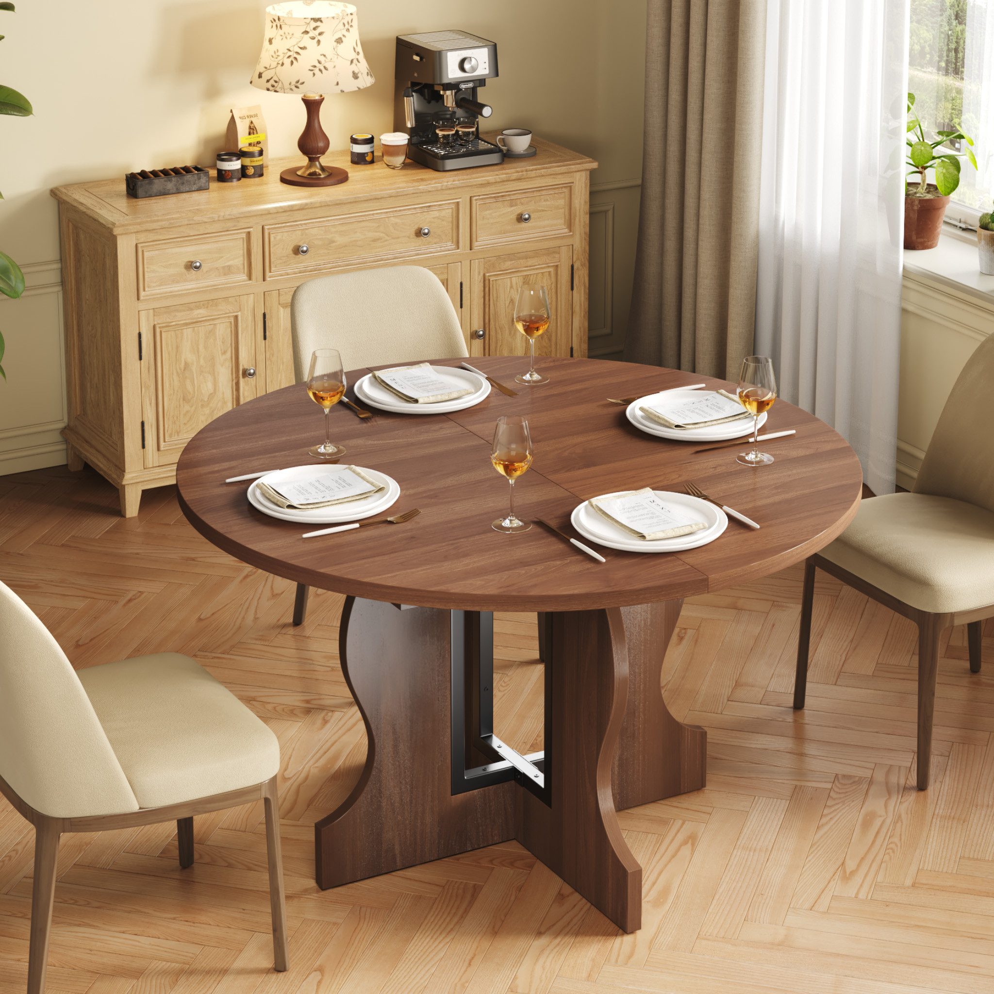 Mondeer Esstisch Ausziehbarer Runder Esstisch (110-150 günstig online kaufen