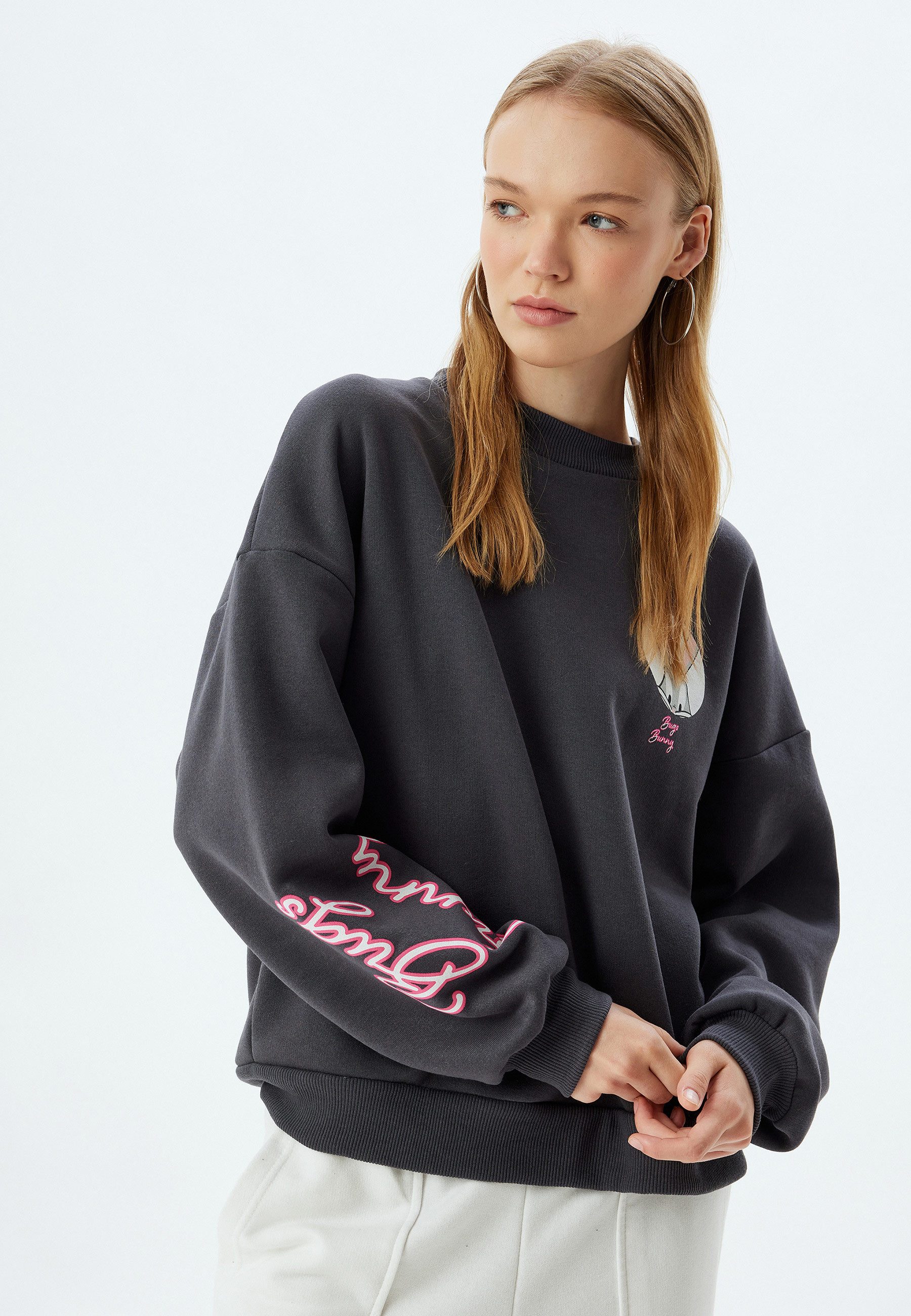 Sweatshirt Rundhalsausschnitt Mit Aufdruck
