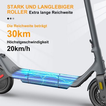 LEQISMART Cityroller E-Scooter,Doppelbremsen,Max 30km,bis100kg,ABE Cityroller,7800mAh, 20,00 km/h, rutschfest;Zusammenklappbar