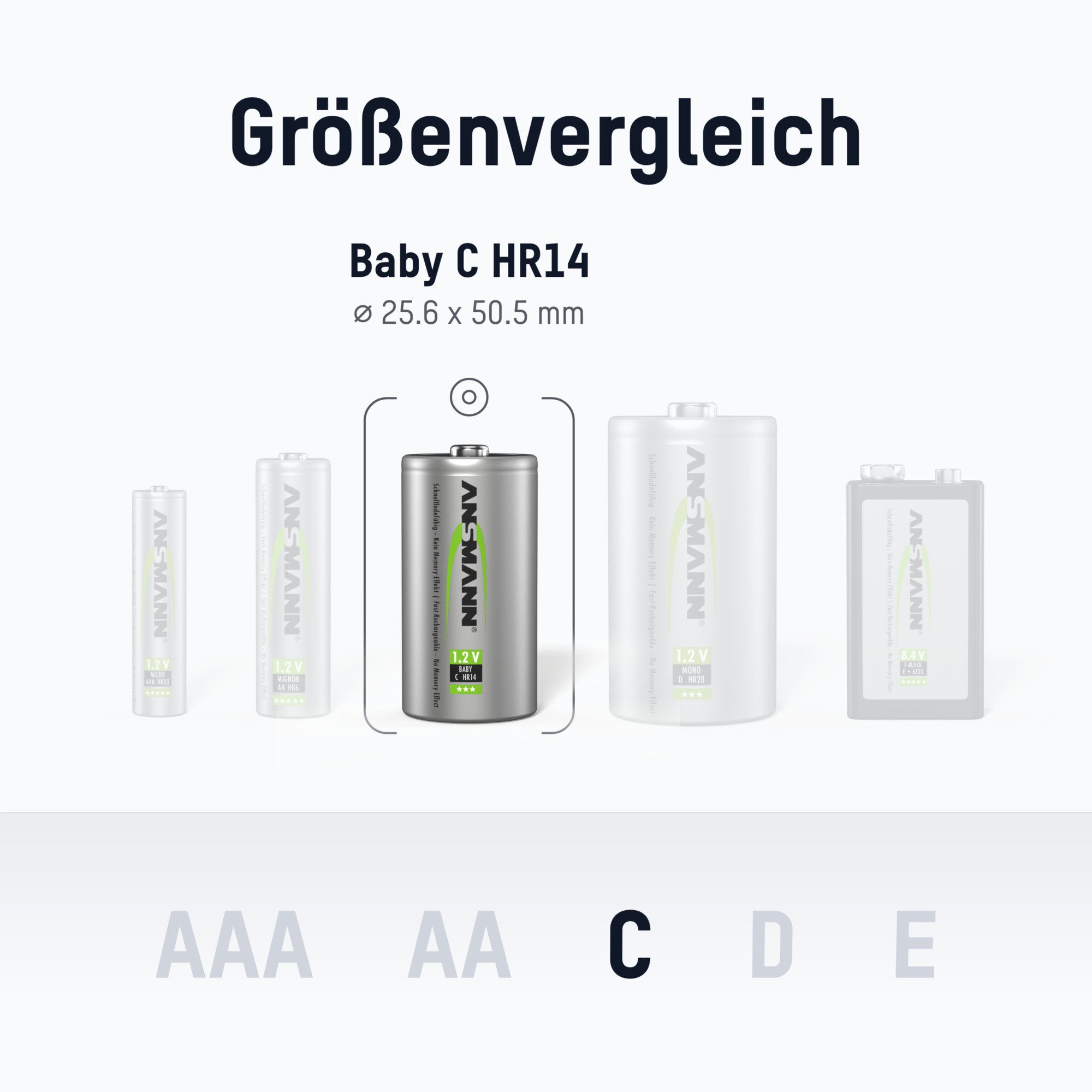 ANSMANN AG Akku C 2500mAh Baby NiMH 1,2V – 1000x wiederaufladbar (2 Stück) Akku 2500 mAh (1.2 V)