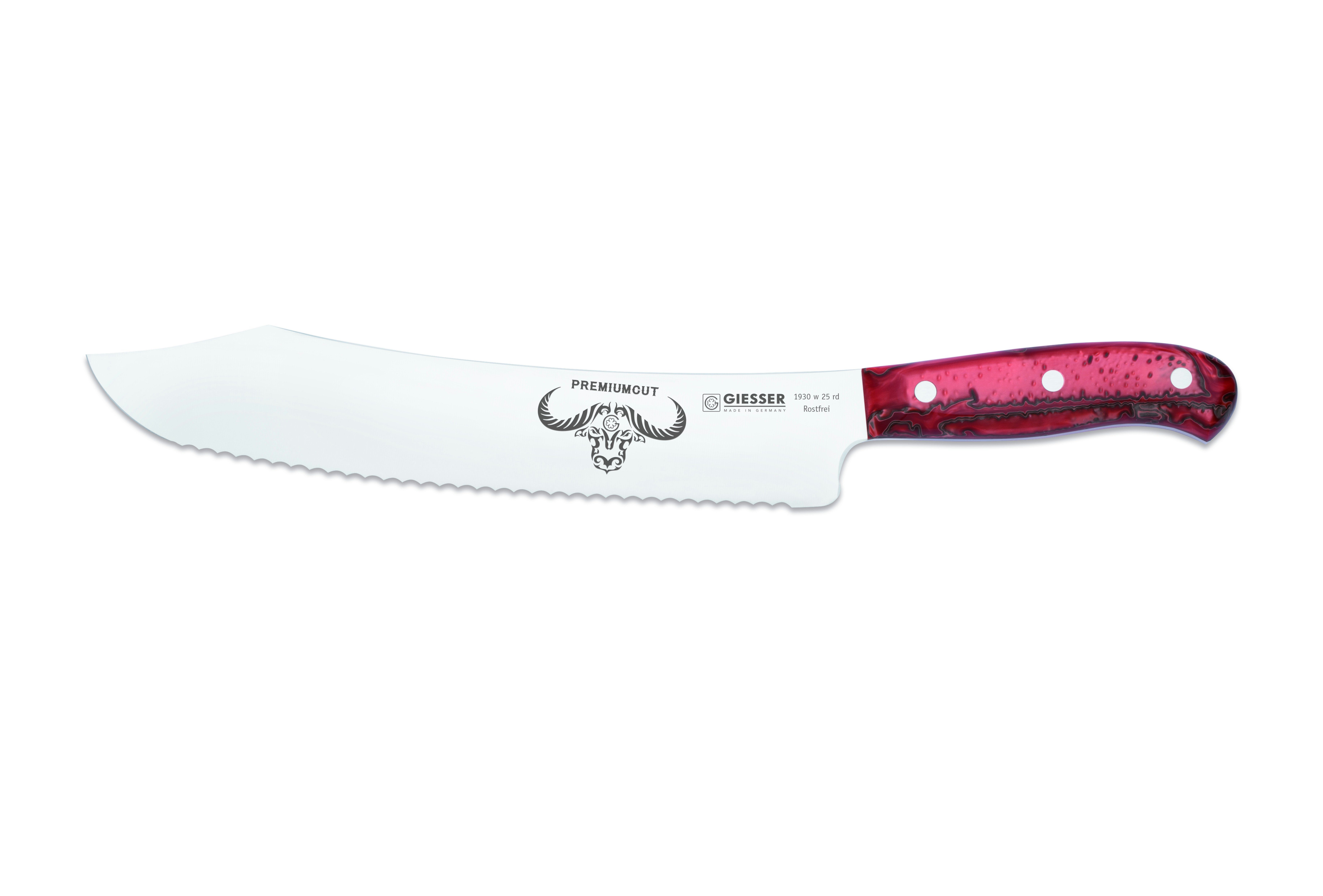 GIESSER Brotmesser Brotmesser BBQ-Messer Konditormesser Wellenschliff 6mm, Extrem Scharf, Made in Germany 1930 w 25