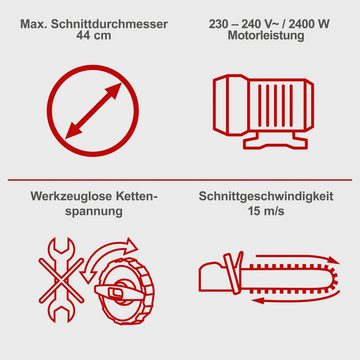 Scheppach Elektro-Kettensäge CSE2600, 45,5 cm Schwertlänge