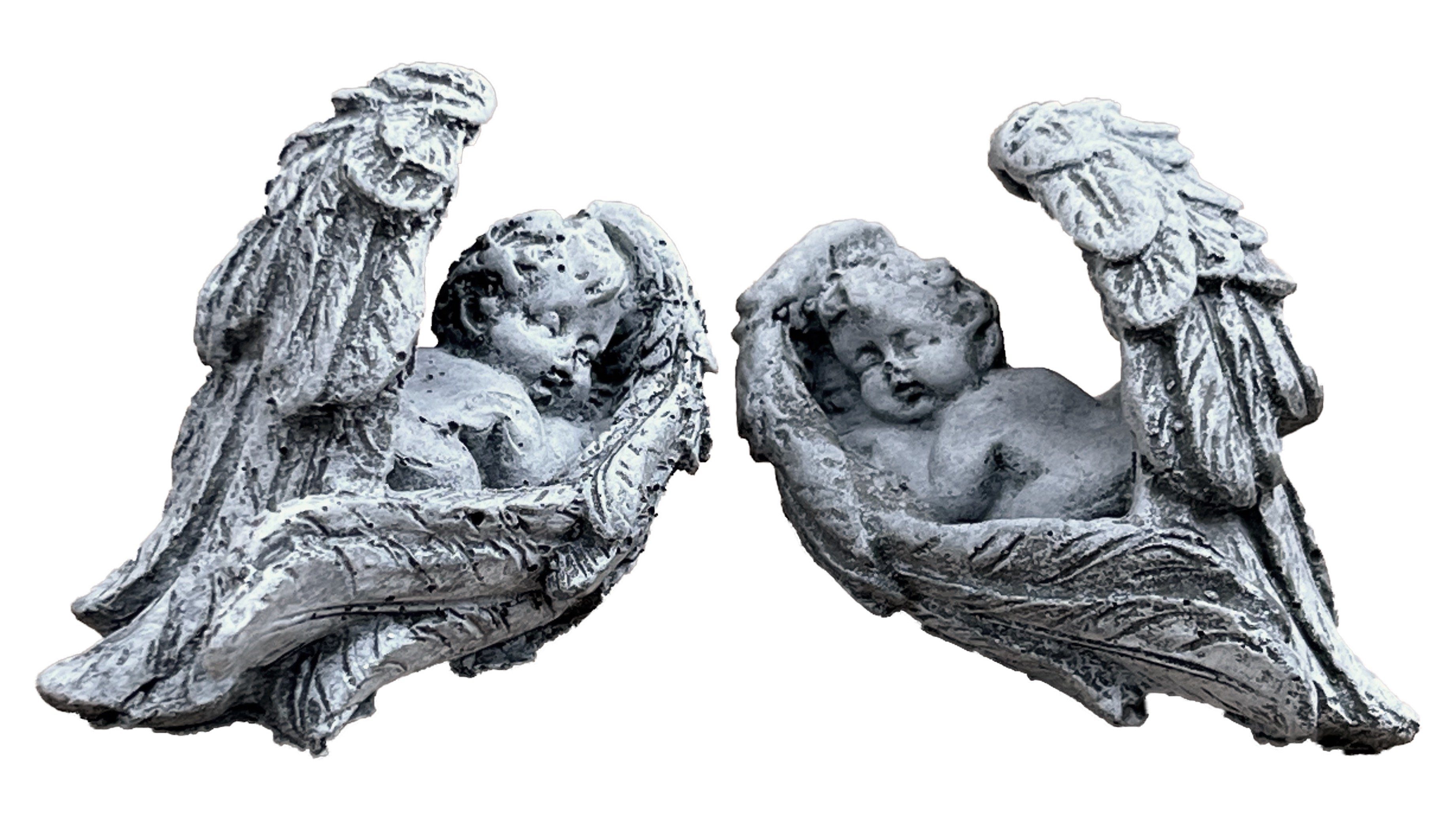 Stone and Style Engelfigur Steinfigur 2er Set Baby Engel klein frostfest Steinguss