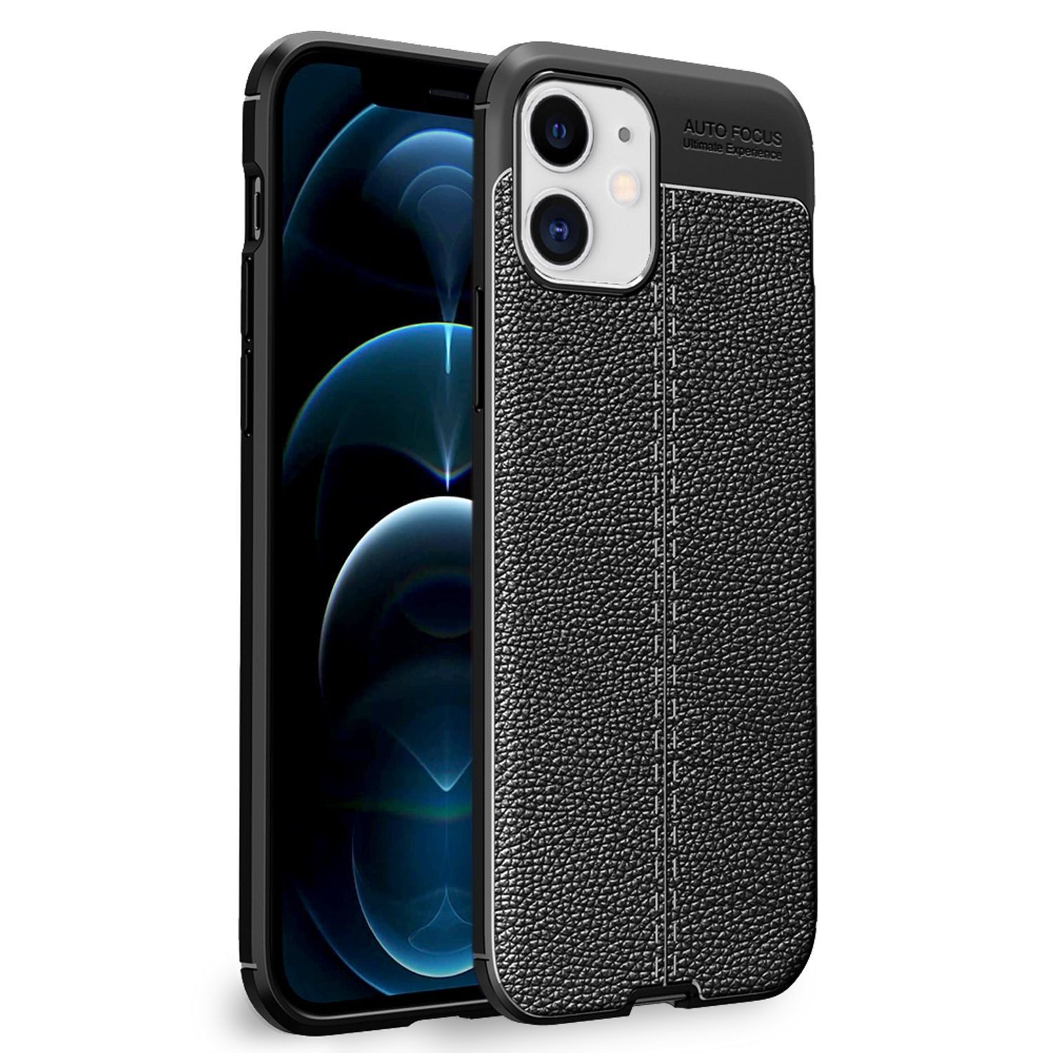 Nalia Smartphone-Hülle Apple iPhone 12 Apple iPhone 12 Pro 15,5 cm (6,1 Zoll), Leder-Look Silikon Hülle / Anti-Fingerabdruck / Kratzfest / Rutschfest