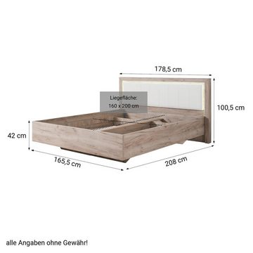 Homestyle4u Holzbett Doppelbett 160x200 cm Lattenrost Kunstleder Weiß