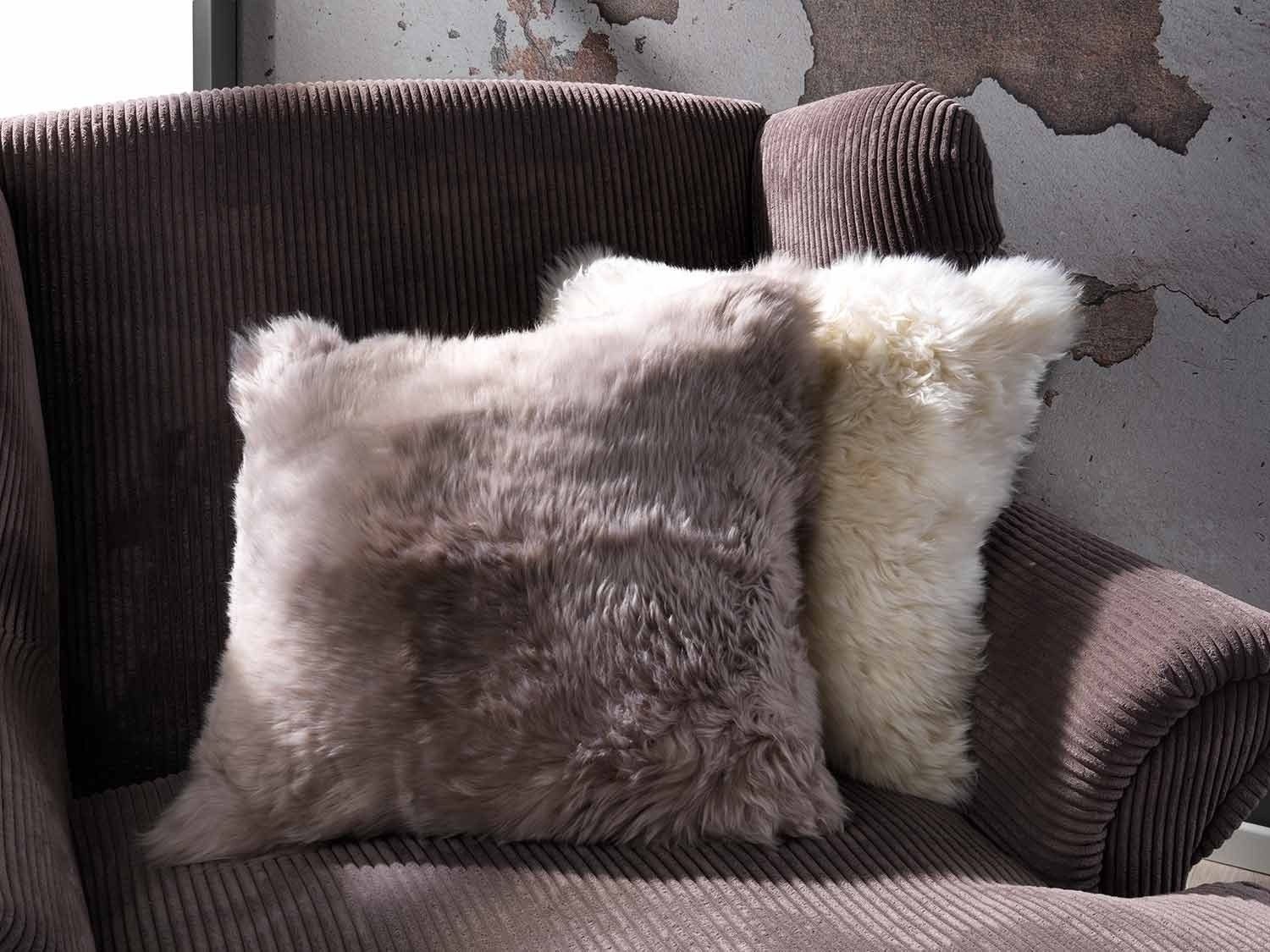 Home4You Kissenhülle, 50 x 50 cm, Grau, echtes Schaffell, Polyester, (1 Stü günstig online kaufen