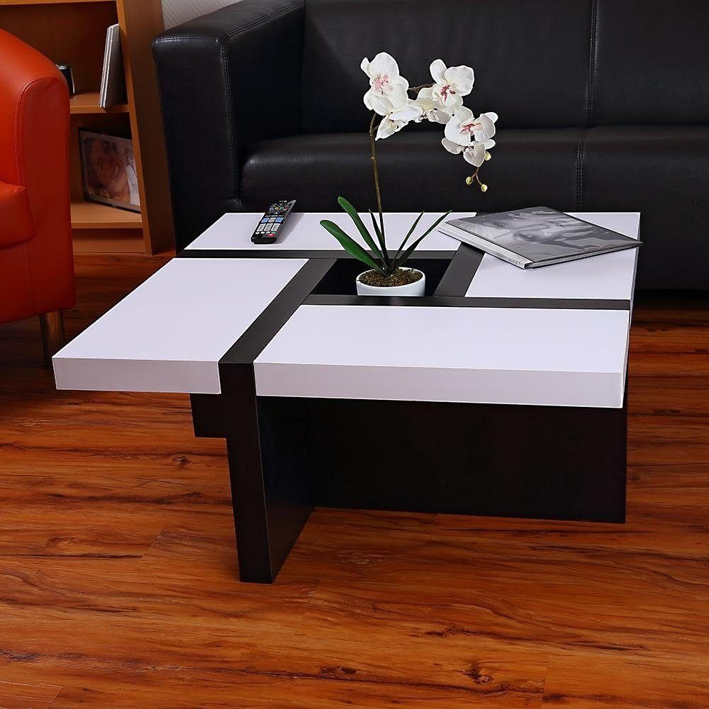 Melko Couchtisch Beistelltisch Design Tisch in Schwarz Weiß Holztisch  Design Stubentisch Sofatisch Kaffeetisch (Stück), MDF aus umweltschonender  Herstellung