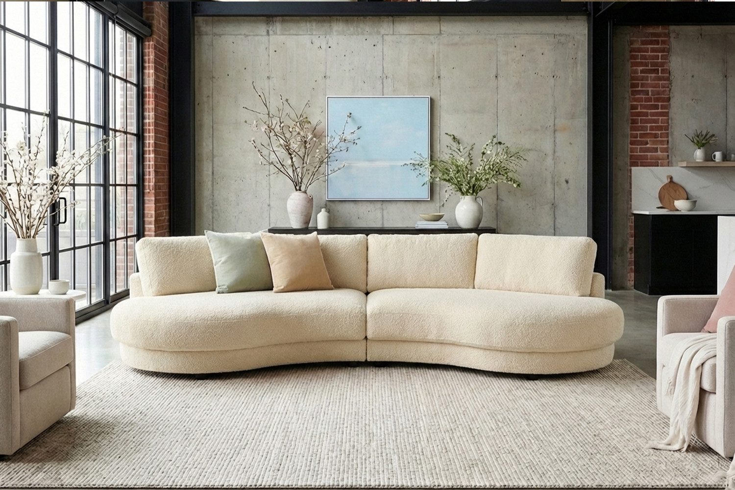 KAWOLA Big-Sofa PADANA Wohnlandschaft - XXL Komfort - Designer Couch - 410 cm, Lounge Sofa, Rundumbezug, Stahl-Wellenferdern, luxuriöse Polsterung