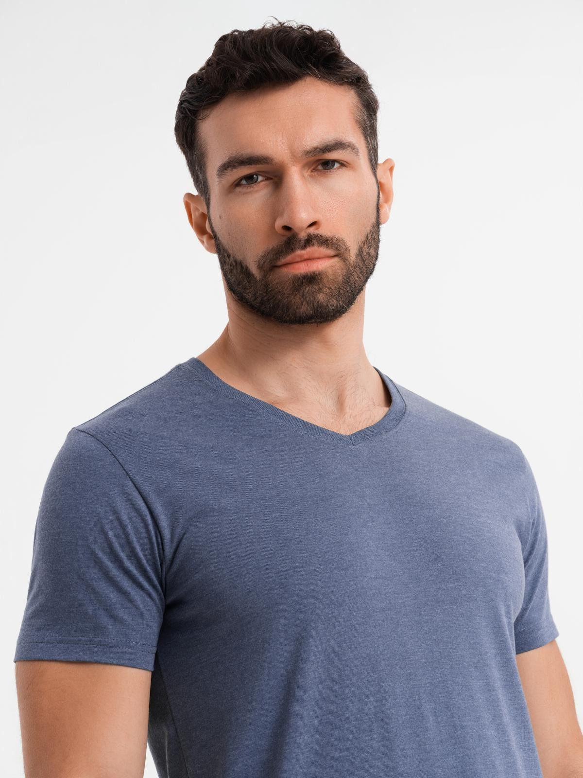 OMBRE T-Shirt BASIC Herren T-Shirt aus klassischer Baumwolle mit V-Ausschni günstig online kaufen
