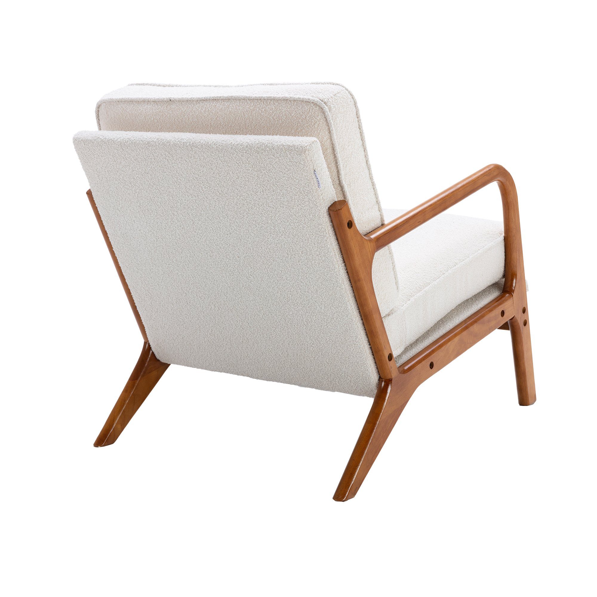 Fernsehsessel Freizeitstuhl OKWISH Leder stoff Sessel beige PU (Stuhlbein besteht Relaxsessel aus Polsterstuhl Loungesessel Gummiholz),