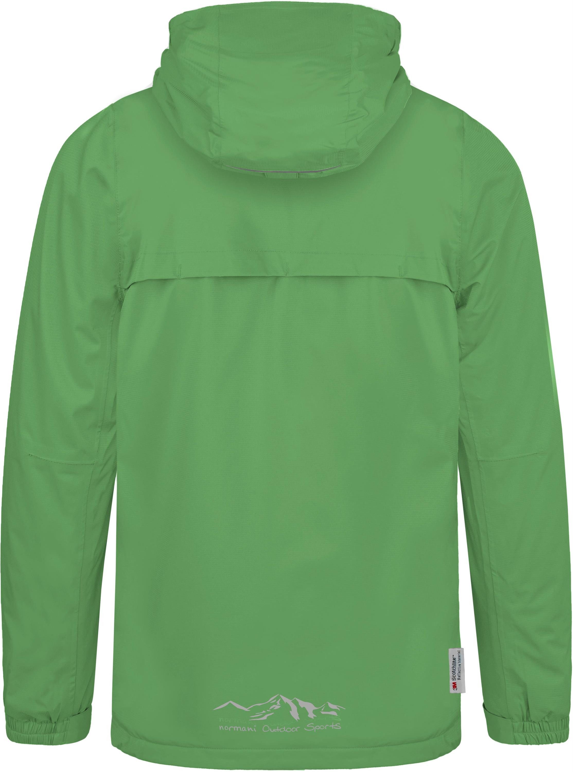 normani Regenjacke Kinder-Regenjacke Seattle Wasserdichte Outdoorjacke Regenmantel mit Kapuze und 3M Reflektoren