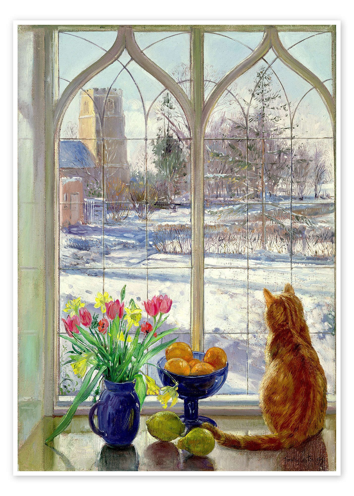 Posterlounge Wandbild Schneeschatten und Katze, Timothy Easton, erhältlich als Poster, Leinwandbild, Wandsticker oder Acrylglasbild