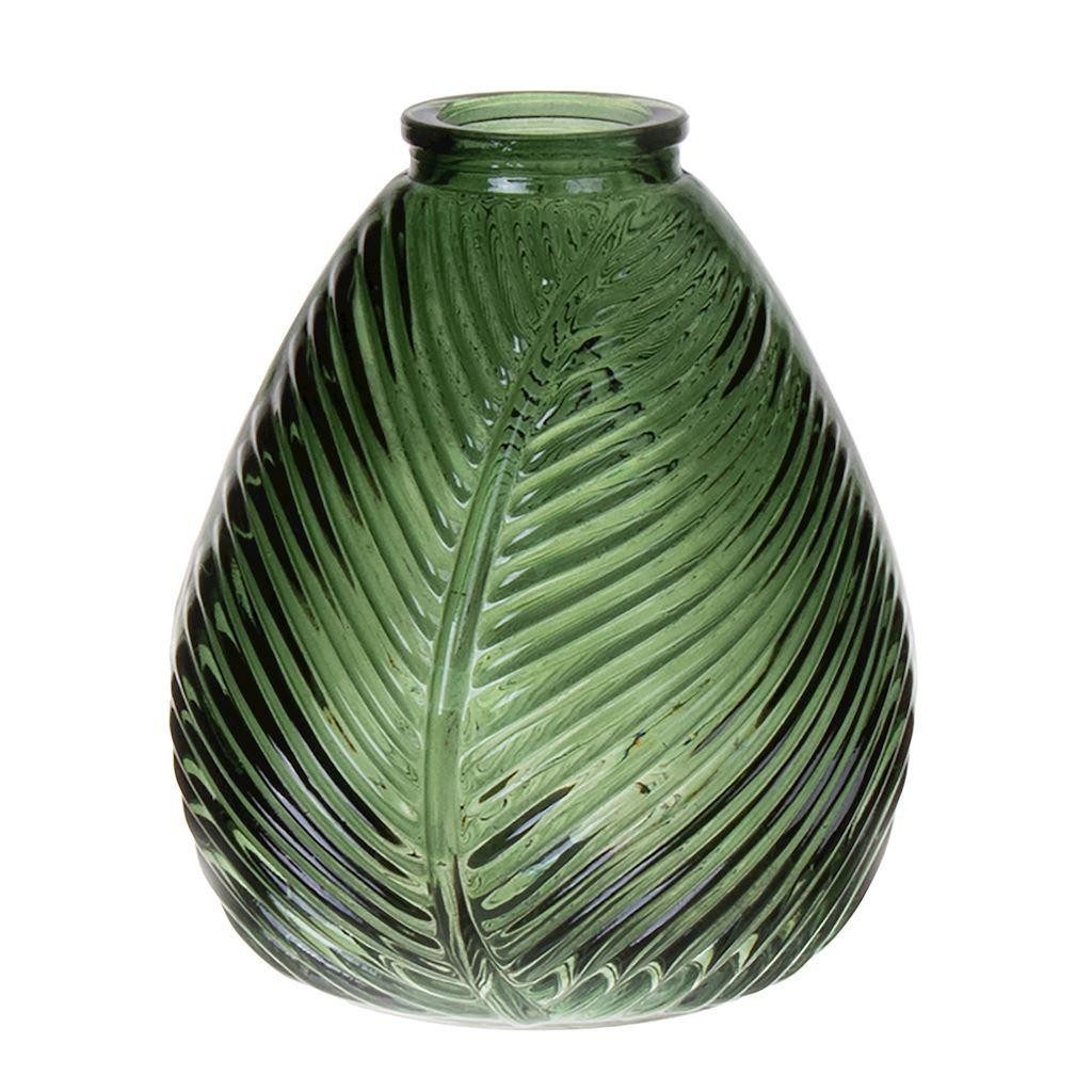 INNA-Glas Dekovase Flaschenvase NELLOMIO mit Blattstruktur, Glas, grü