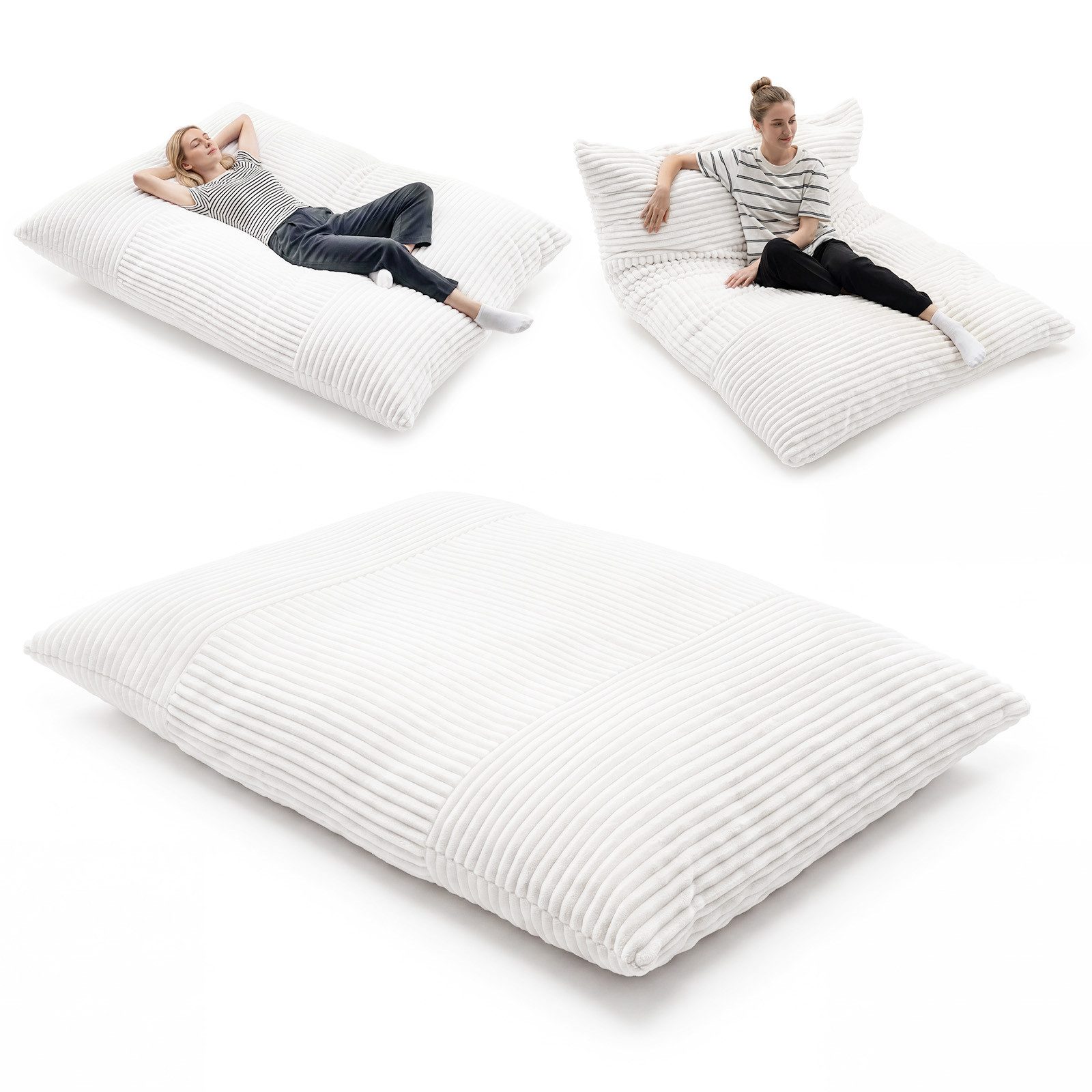 COSTWAY Sitzsack Cordstoff 2-in-1 Bodensessel, Bean Bag mit abnehmbarem Bezug