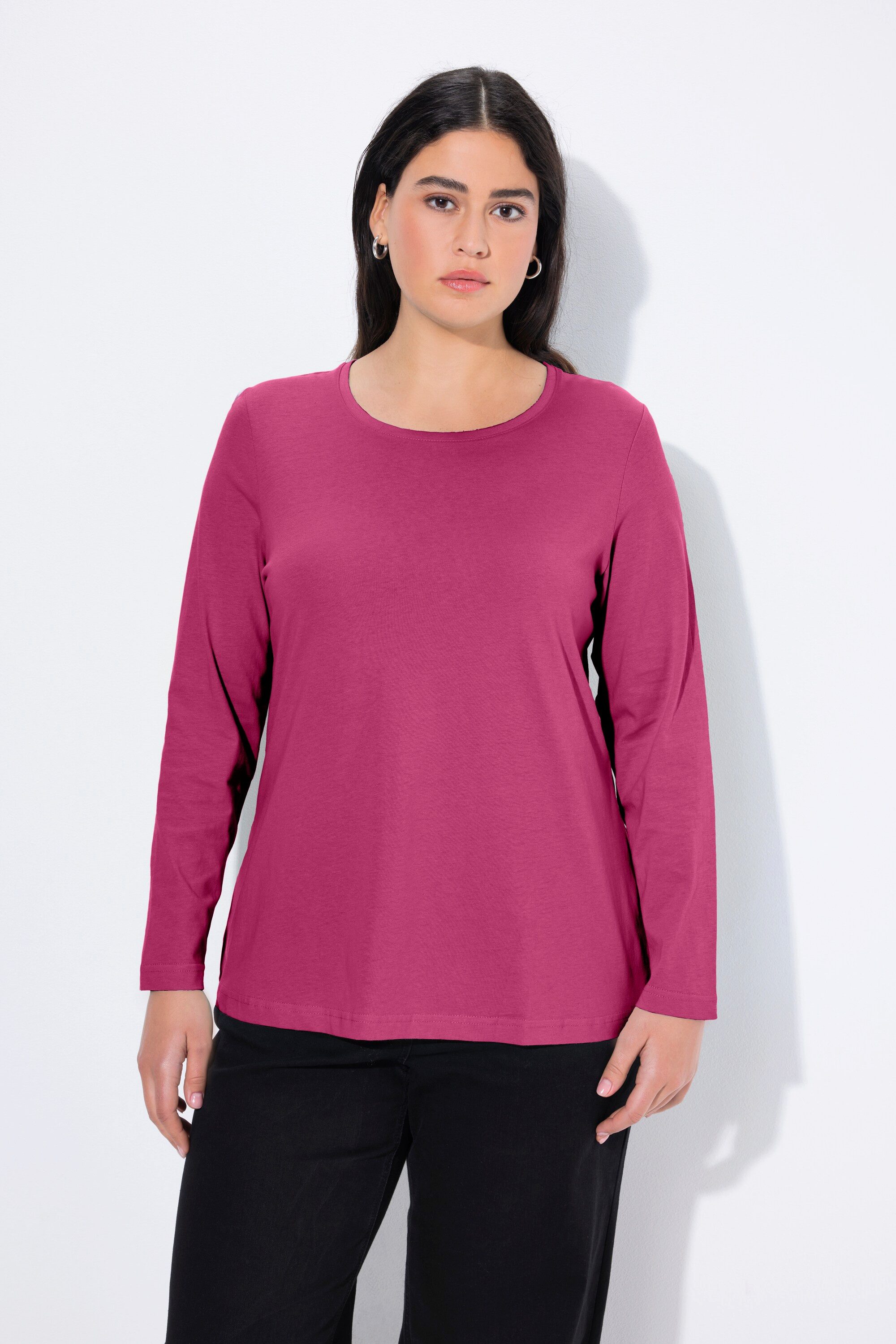 T-Shirt Shirt Slim Rundhalsausschnitt Langarm