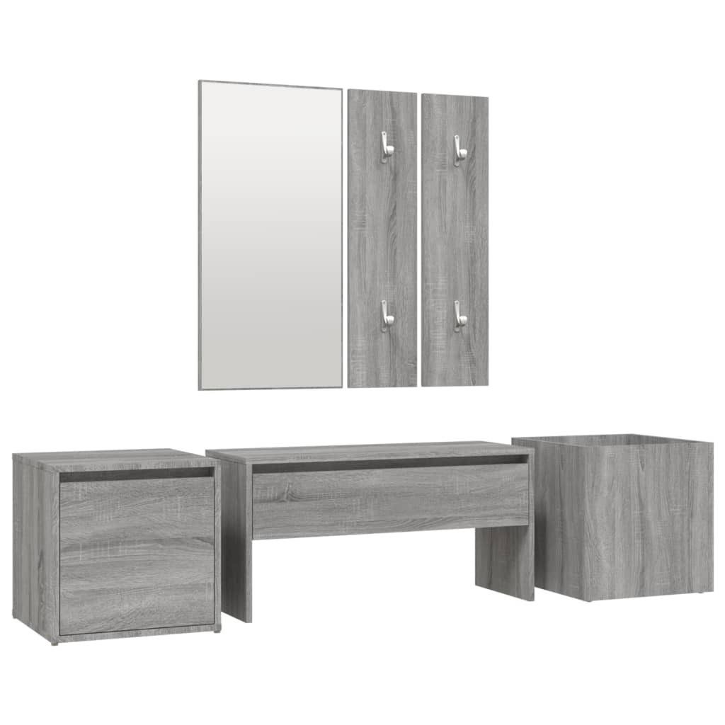 vidaXL Garderoben-Set Garderoben-Set Grau Sonoma Holzwerkstoff