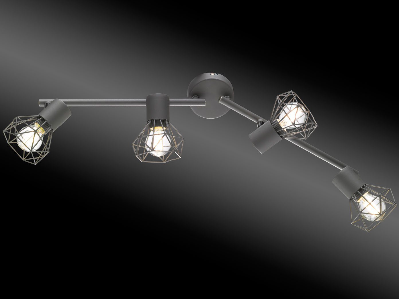 FISCHER & HONSEL LED Deckenleuchte, schwenkbar, LED wechselbar, Warmweiß, Industriedesign Decken-Strahler, Strahlerleiste mehrflammig 60cm lang