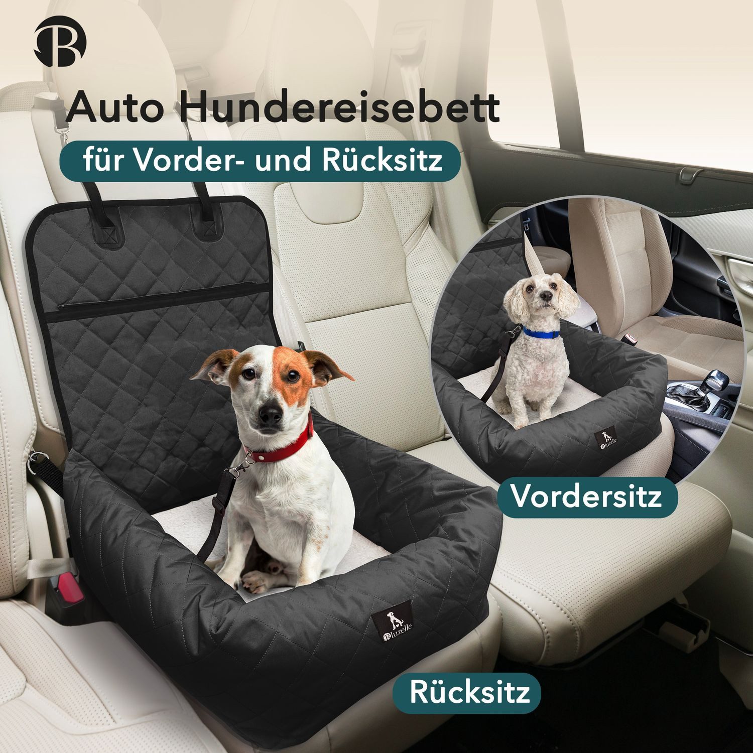 Bluzelle Hunde-Autositz Premium Hunde Autositz, 2-in-1 Hundebett, Haustier Auto Transport-Sitz, Wasserfester Oxford Stoff, Reise Hundesitz für Kleine & Mittlere Hunde / Waschbar Rutschfest