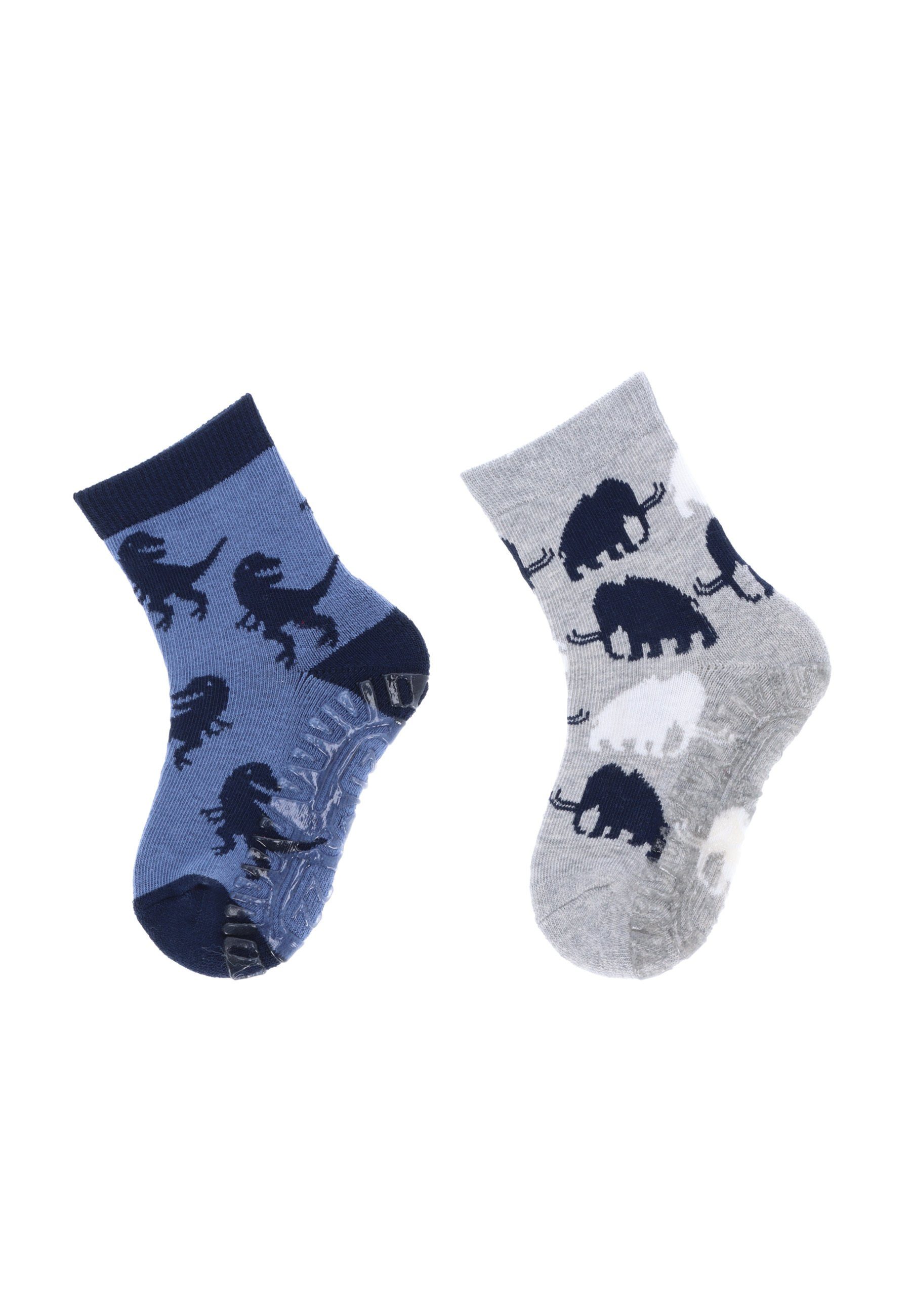 Sterntaler® ABS-Socken Fliesen Flitzer AIR 2er-Pack Mammut + Dino (2-Paar, 2er-Pack) Rutschsocken mit Noppen an der Sohle, ABS- Socken mit süßen Motiven – Bild 4 von 4