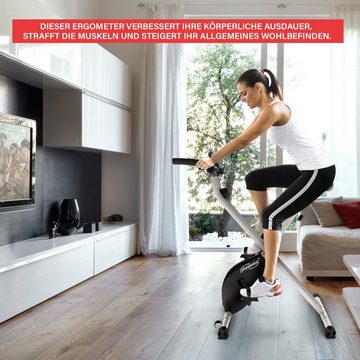 Physionics Heimtrainer Klappbar Fahrrad Fitness Hometrainer Trimmrad, Widerstandsstufen, Bremssystem: Magnetisches Schwungrad