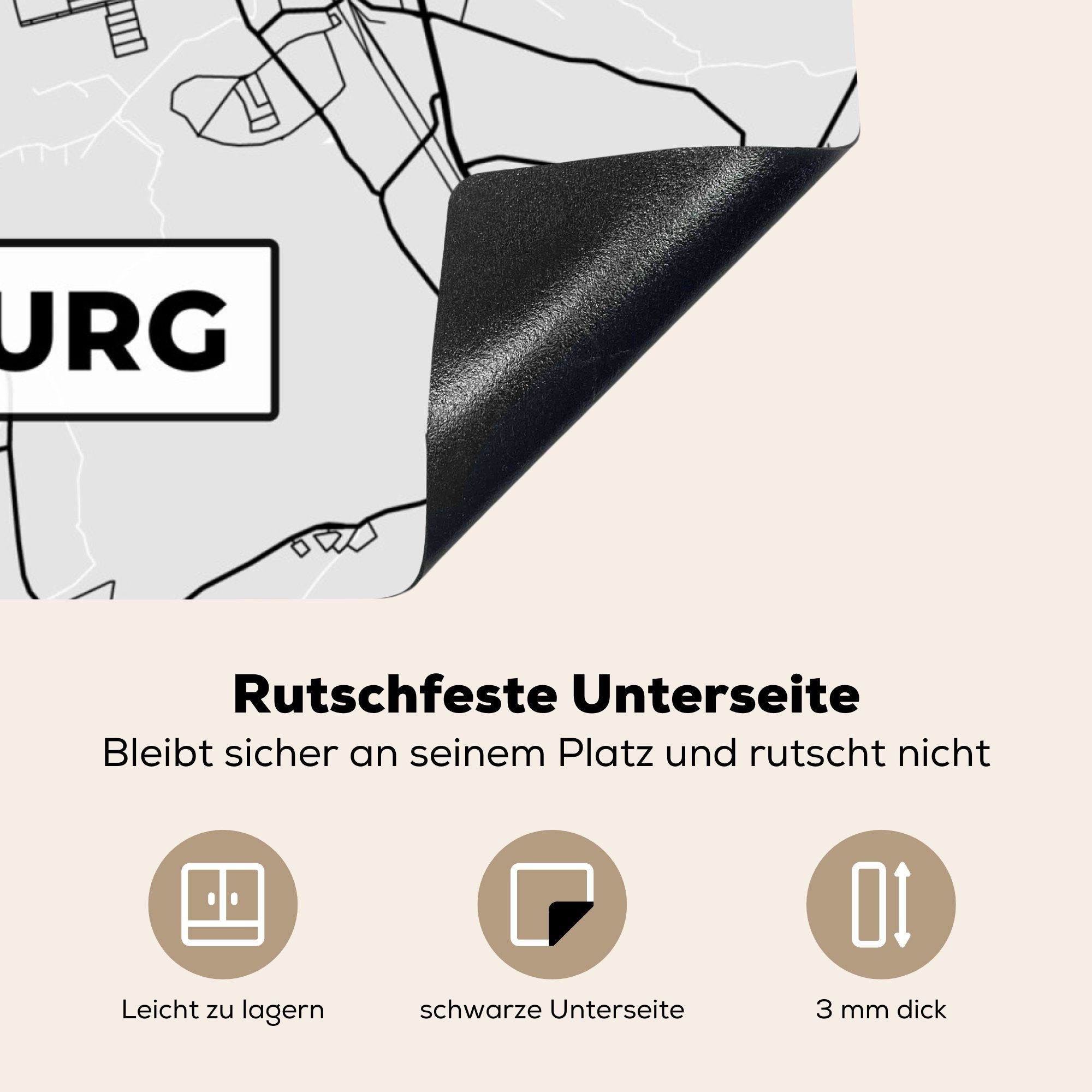 - tlg), MuchoWow Karte Vinyl, Deutschland Stadtplan, cm, für (1 Herdblende-/Abdeckplatte küche Ceranfeldabdeckung, - Karte 78x78 Regensburg - - Arbeitsplatte