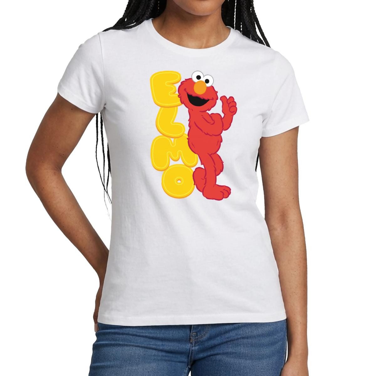 Spreadshirt T-Shirt Sesamstraße Elmo Mit Schriftzug Frauen T-Shirt (1-tlg) Slim Fit, fällt klein aus