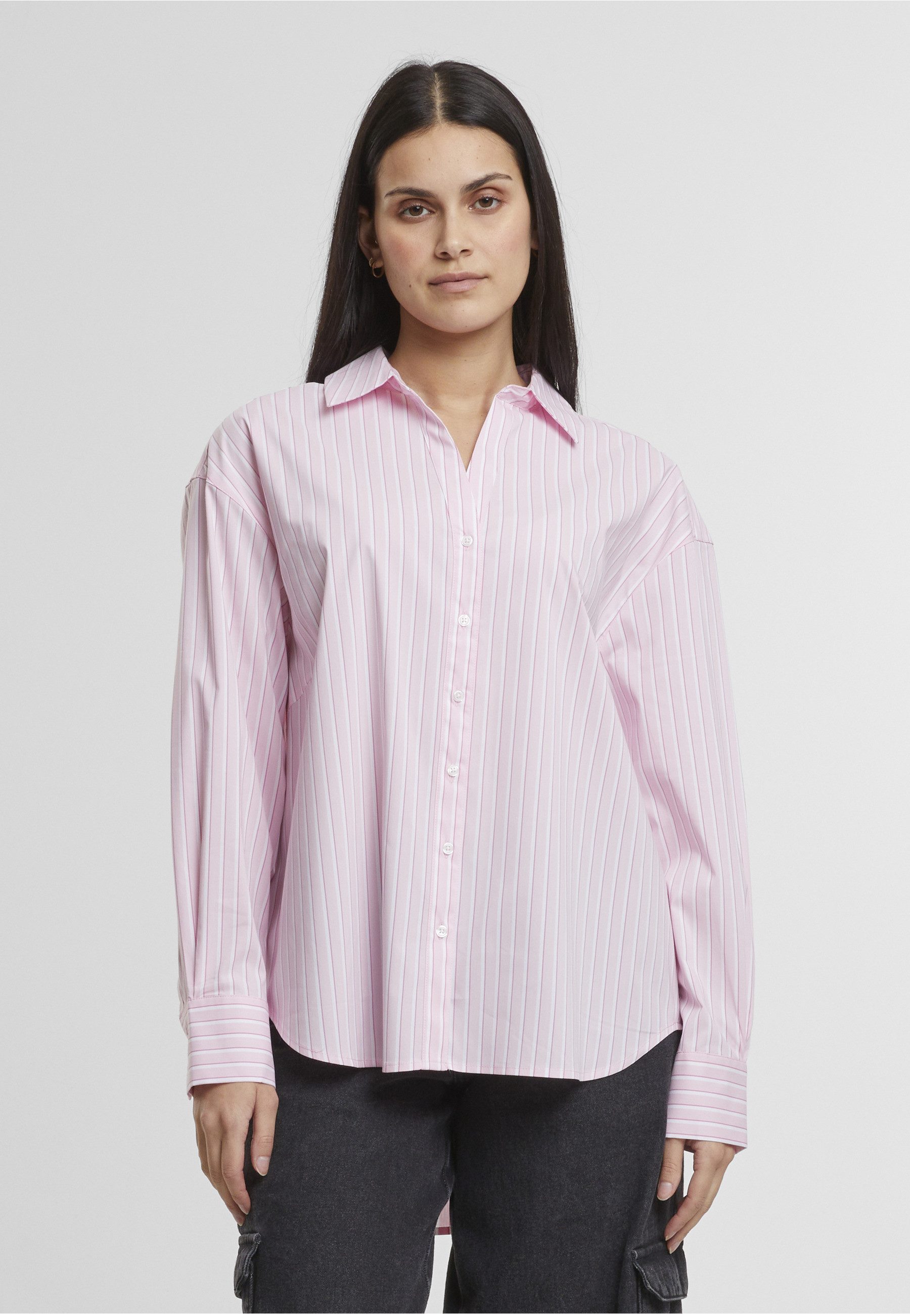 URBAN CLASSICS Klassische Bluse Urban Classics Ladies Oversized Striped Blouse