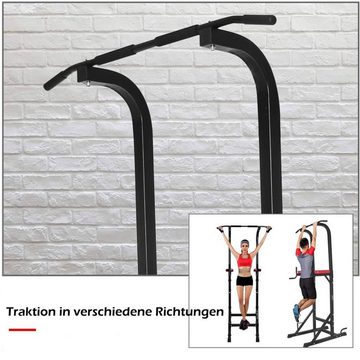 ISE Kraftstation ISE Kraftturm Power Town,Multifunktions Kraftstation mit klappbar Hantelbank, Klimmzugstation, Liegestützgriffe, Dip-Station, Max.120 KG, ideal für Home-Gym SY-4006,SY-5607