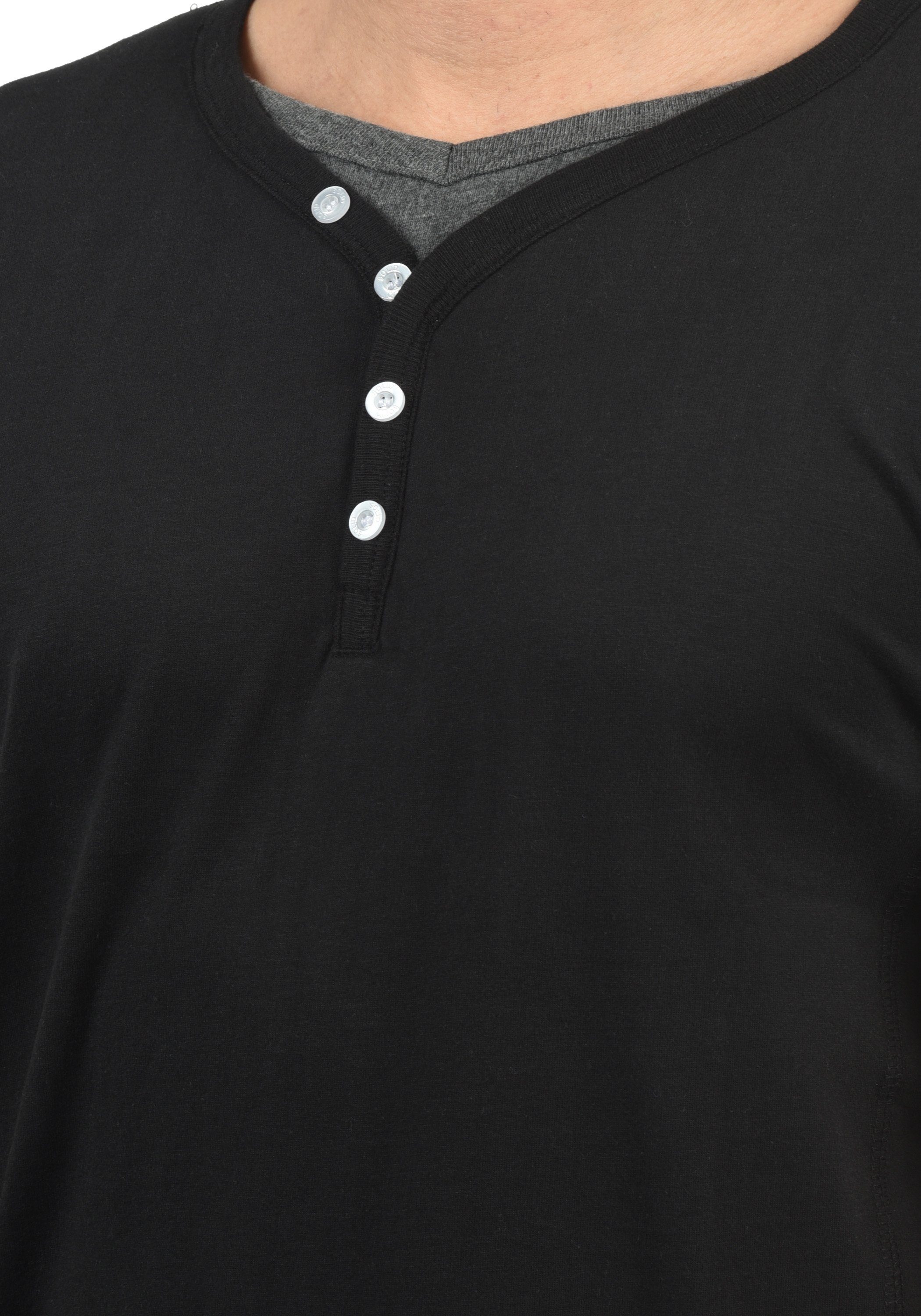 (9000) im SDDoriano Double-Layer !Solid Langarmshirt Look Black Longsleeve