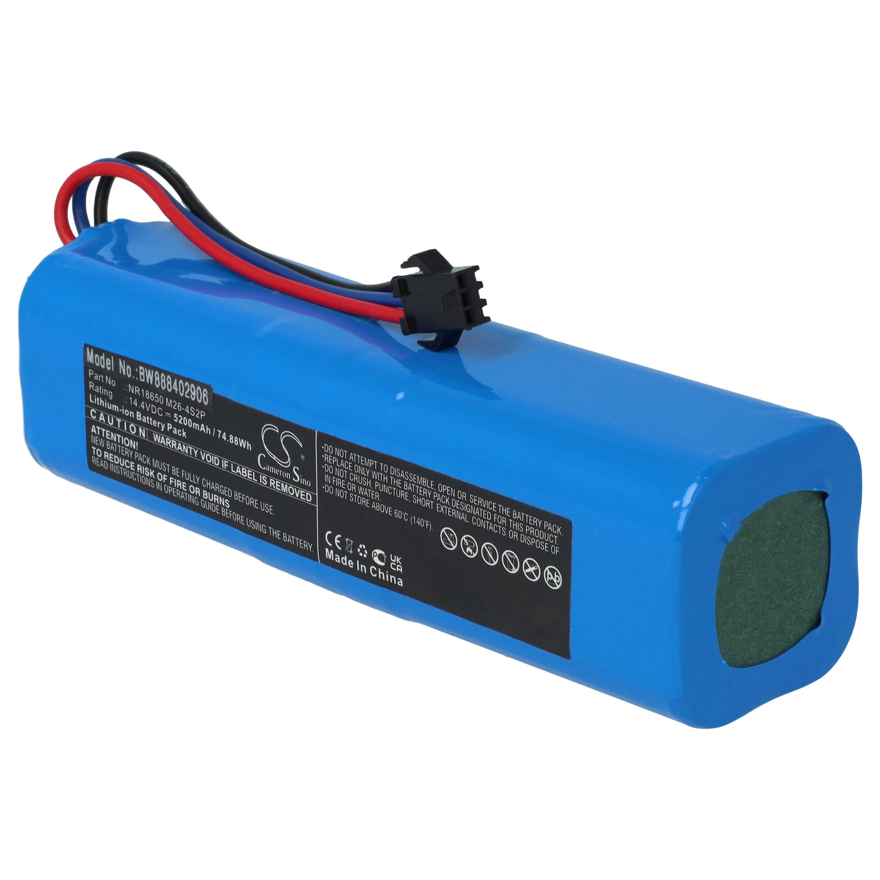 vhbw Akku passend für Lydsto S1, S1 Pro, R1 Pro, G2, R1 Staubsauger / Staubsauger-Akku Akku Li-Ion 5200 mAh (14,4 V, 1 St), Leistungsfähiger Austausch-Akku für Ihren Saugroboter