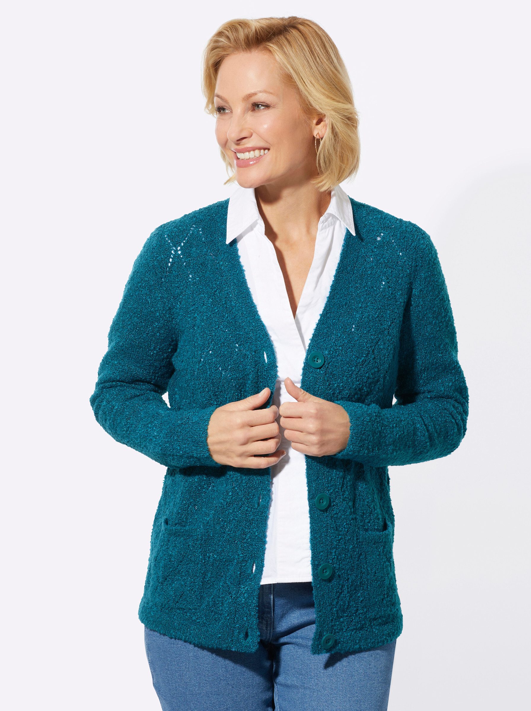 Witt Strickjacke Strickjacke Langarm Ajourstrick