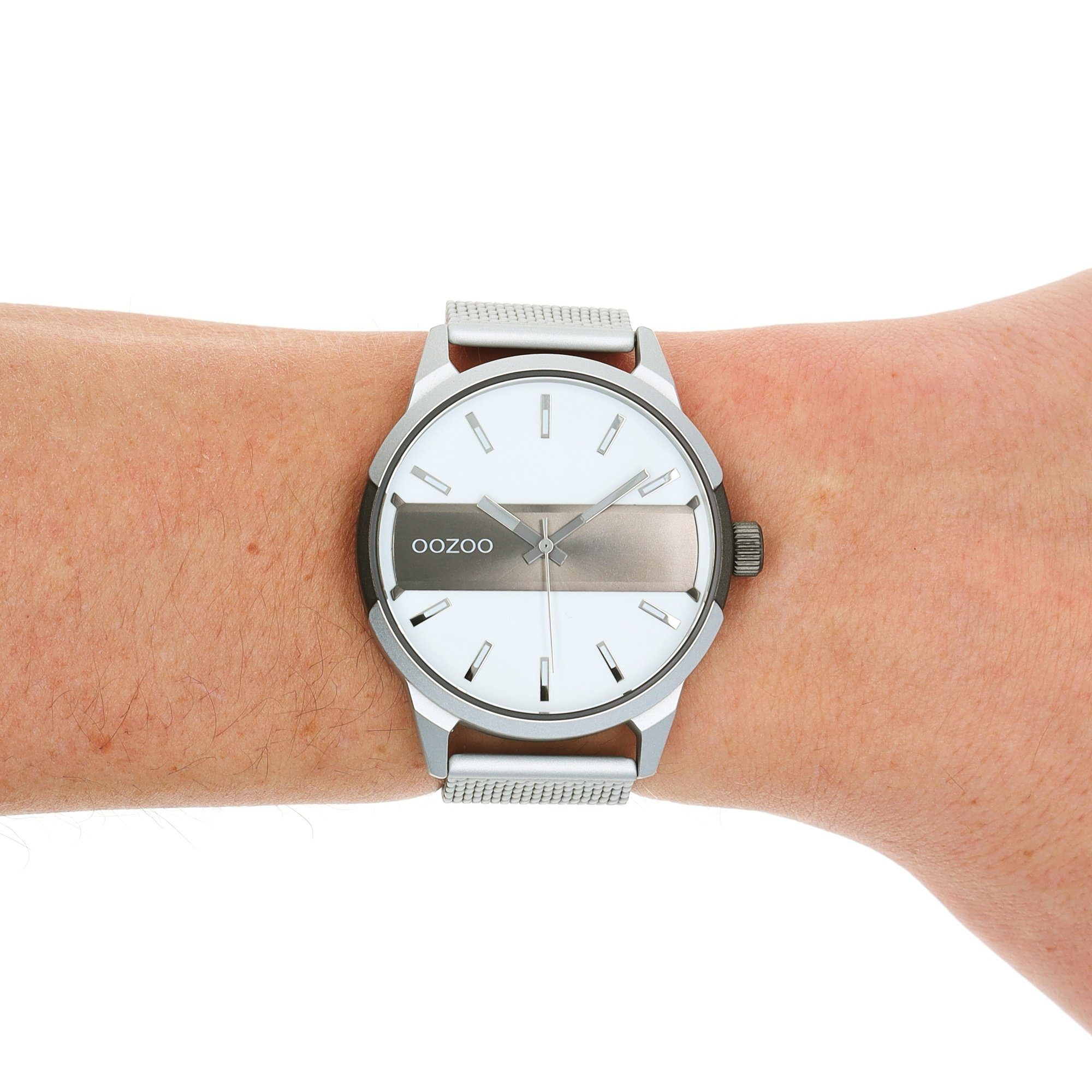 OOZOO Quarzuhr Herrenuhr C11105 Silberfarben Meshband günstig online kaufen