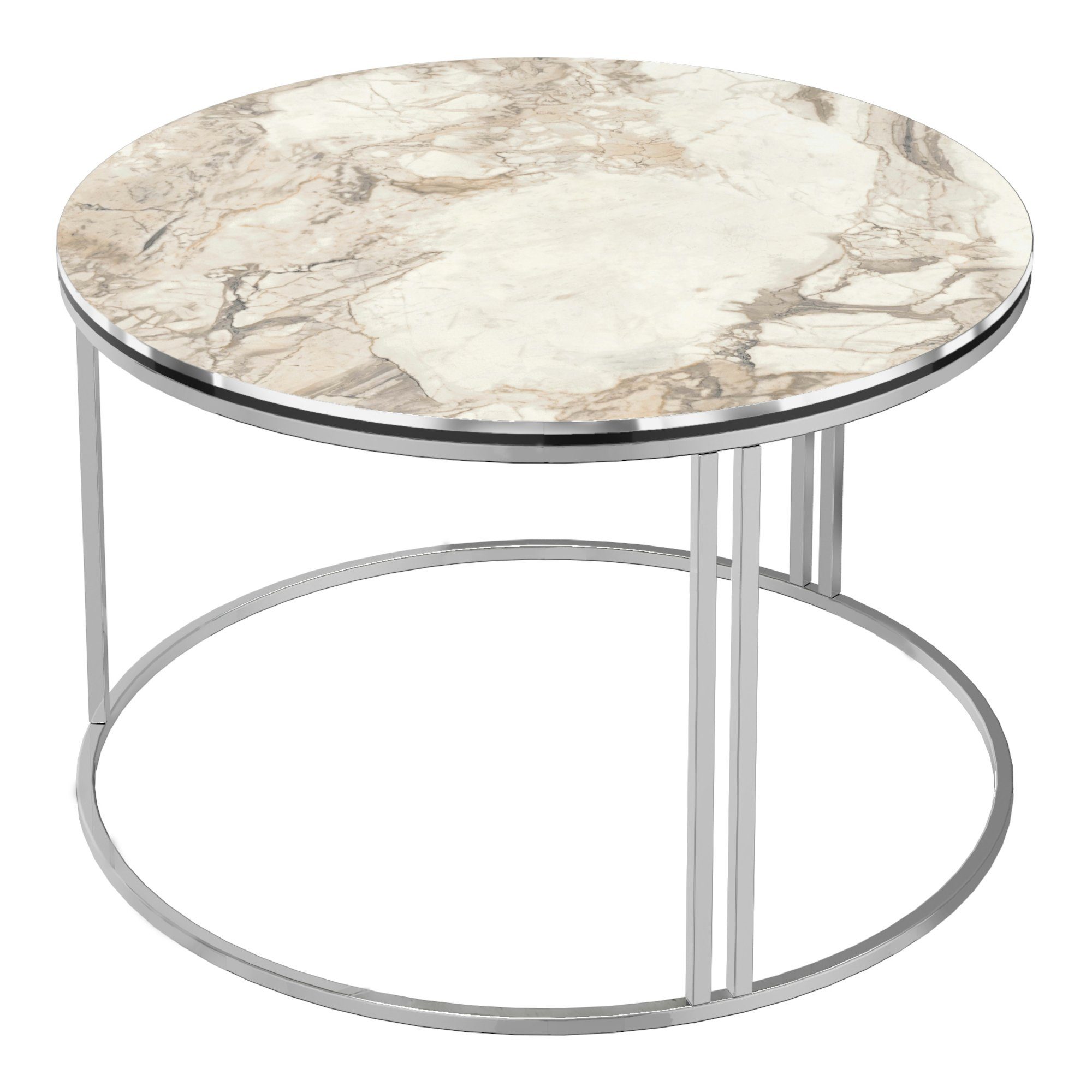 en.casa Couchtisch, Beistelltisch »Aulum« 50 x 70 cm Marmor, Weiß / Silber günstig online kaufen