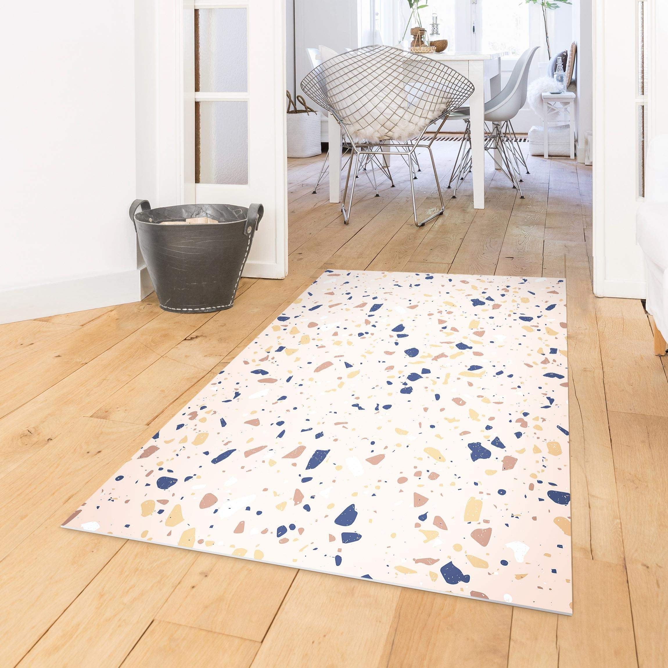 Bilderdepot24 Teppich Vinyl Wohnzimmer Schlafzimmer Flur Küche Muster Terrazzo, rechteckig - beige glatt, nass wischbar (Küche, Tierhaare) - Saugroboter & Boden – Bild 3 von 5
